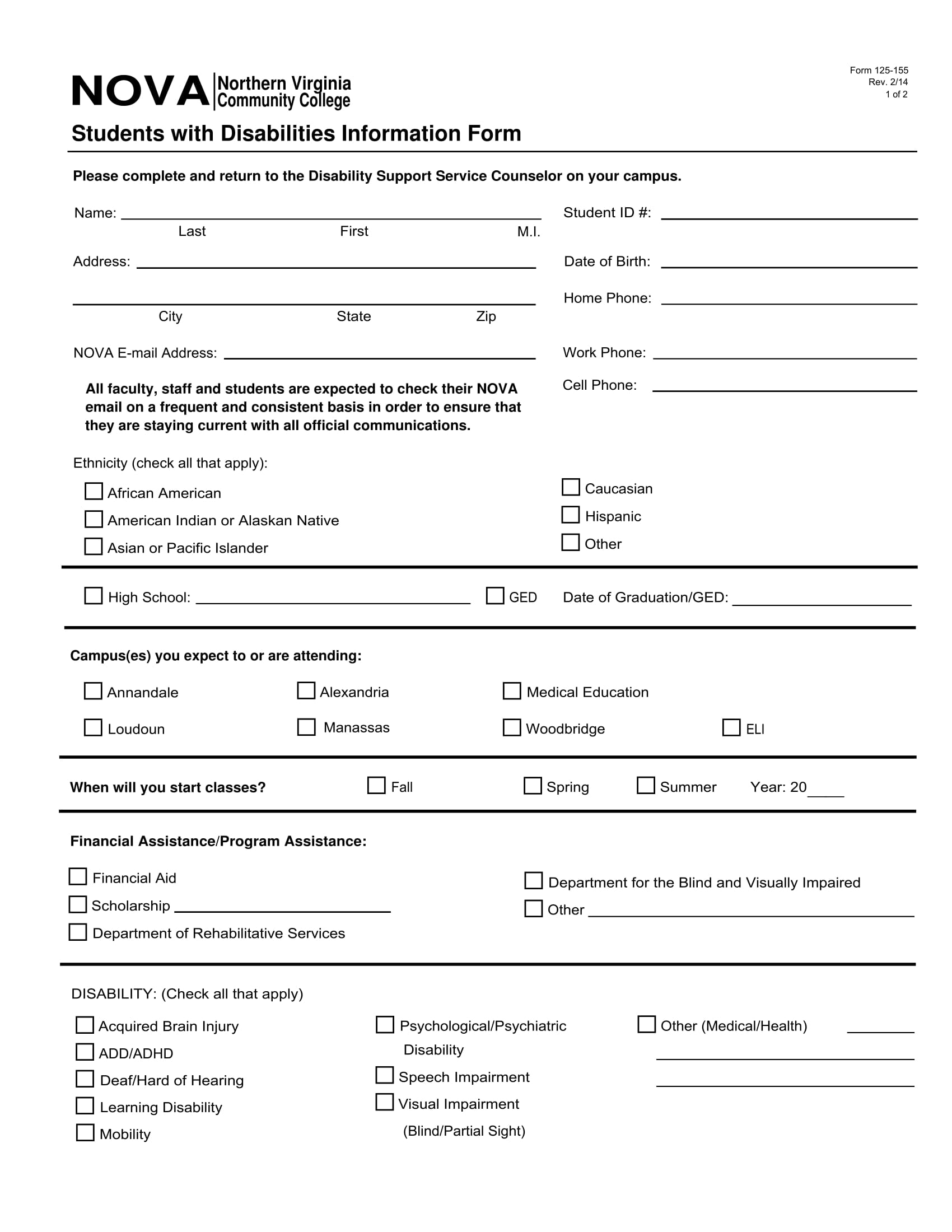 disability counseling checklist statement form 4
