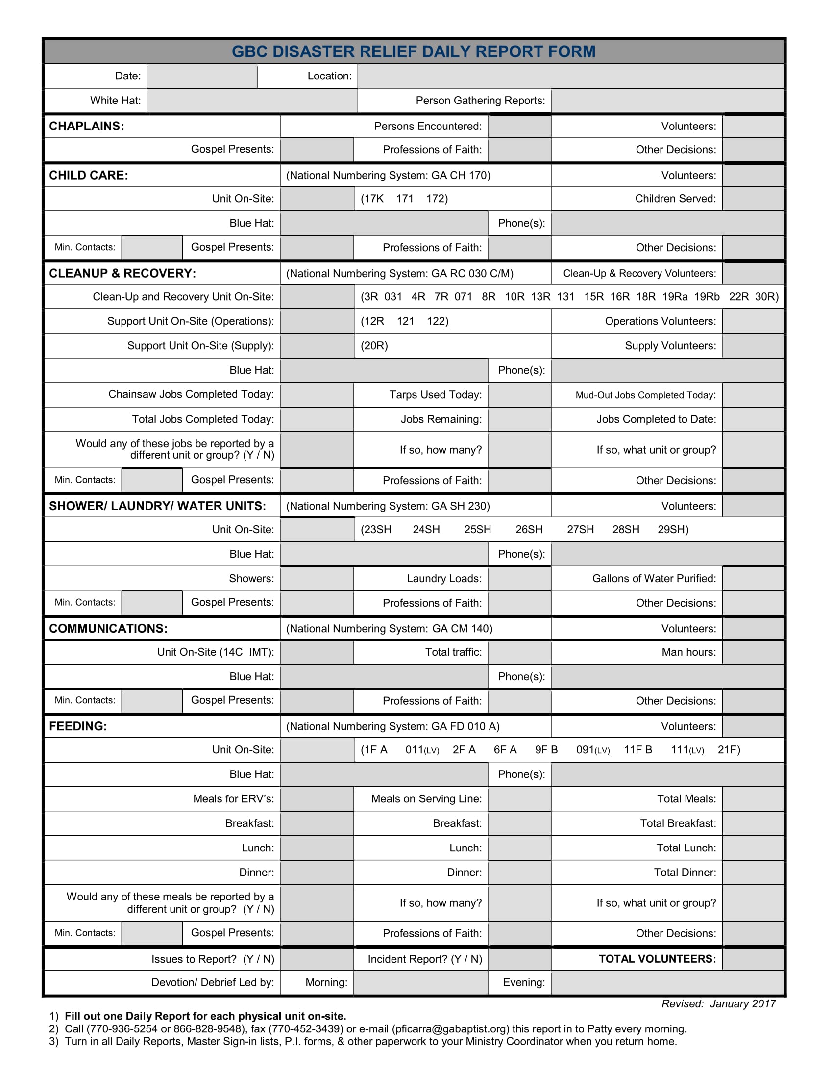 disaster relief daily report form 1