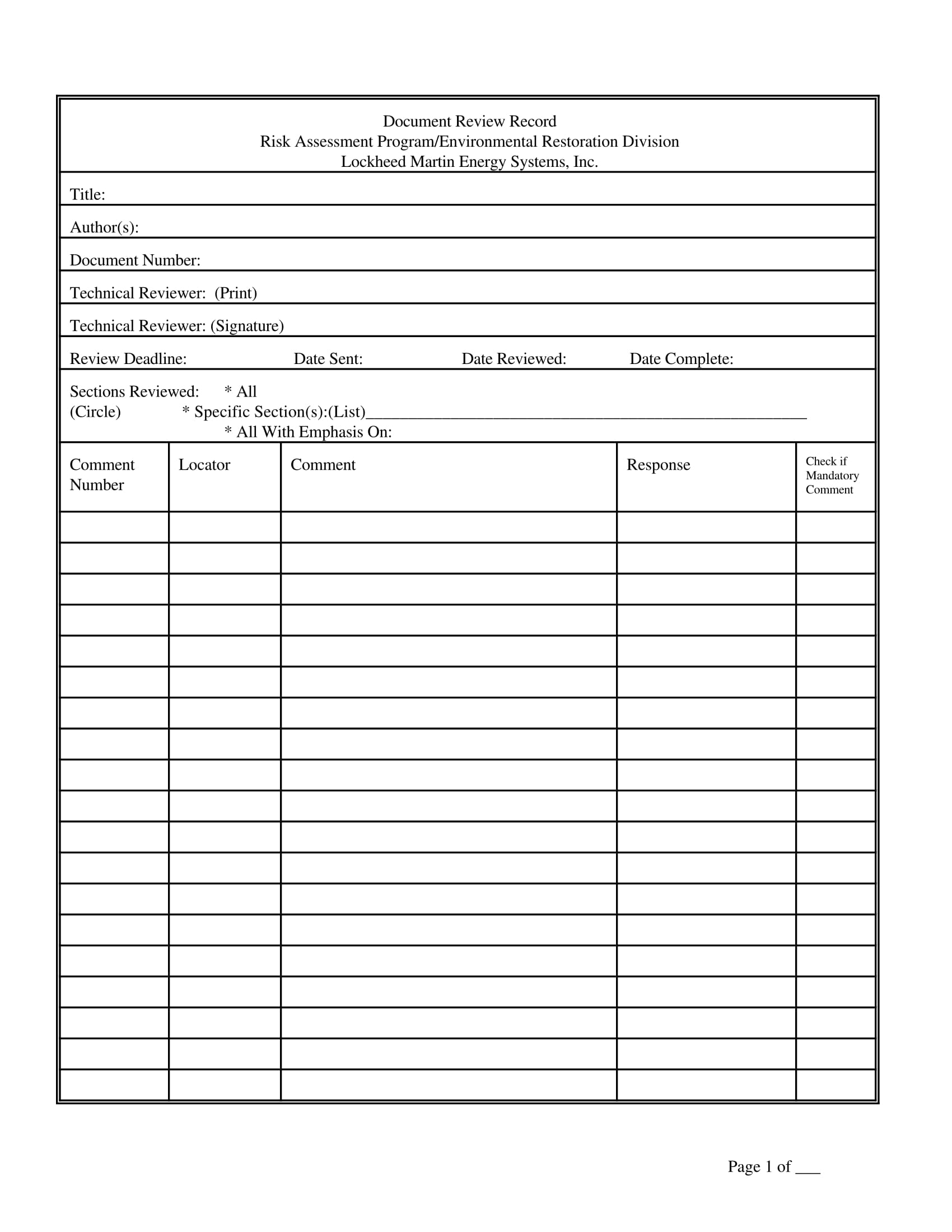 document review record form 2