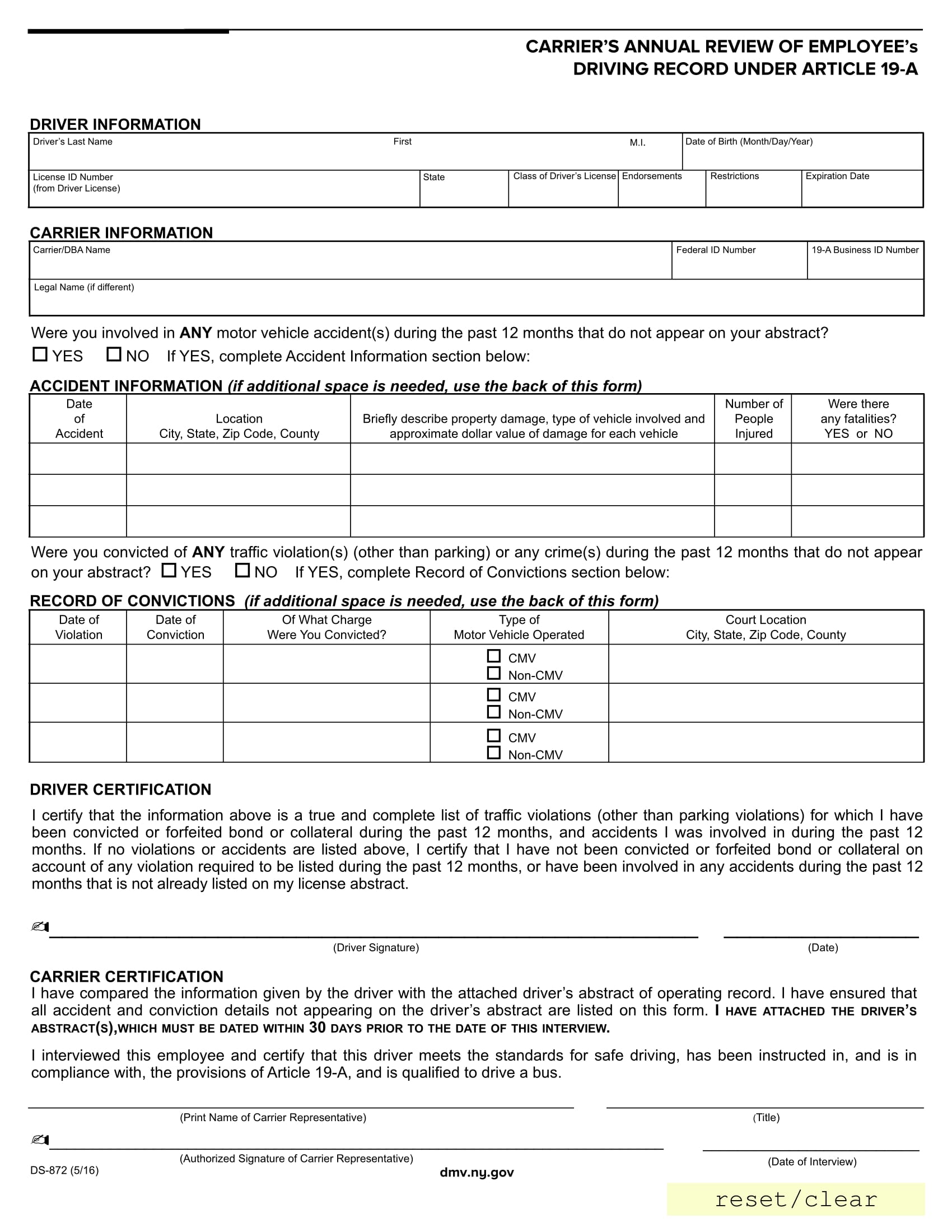 driver record review form 1