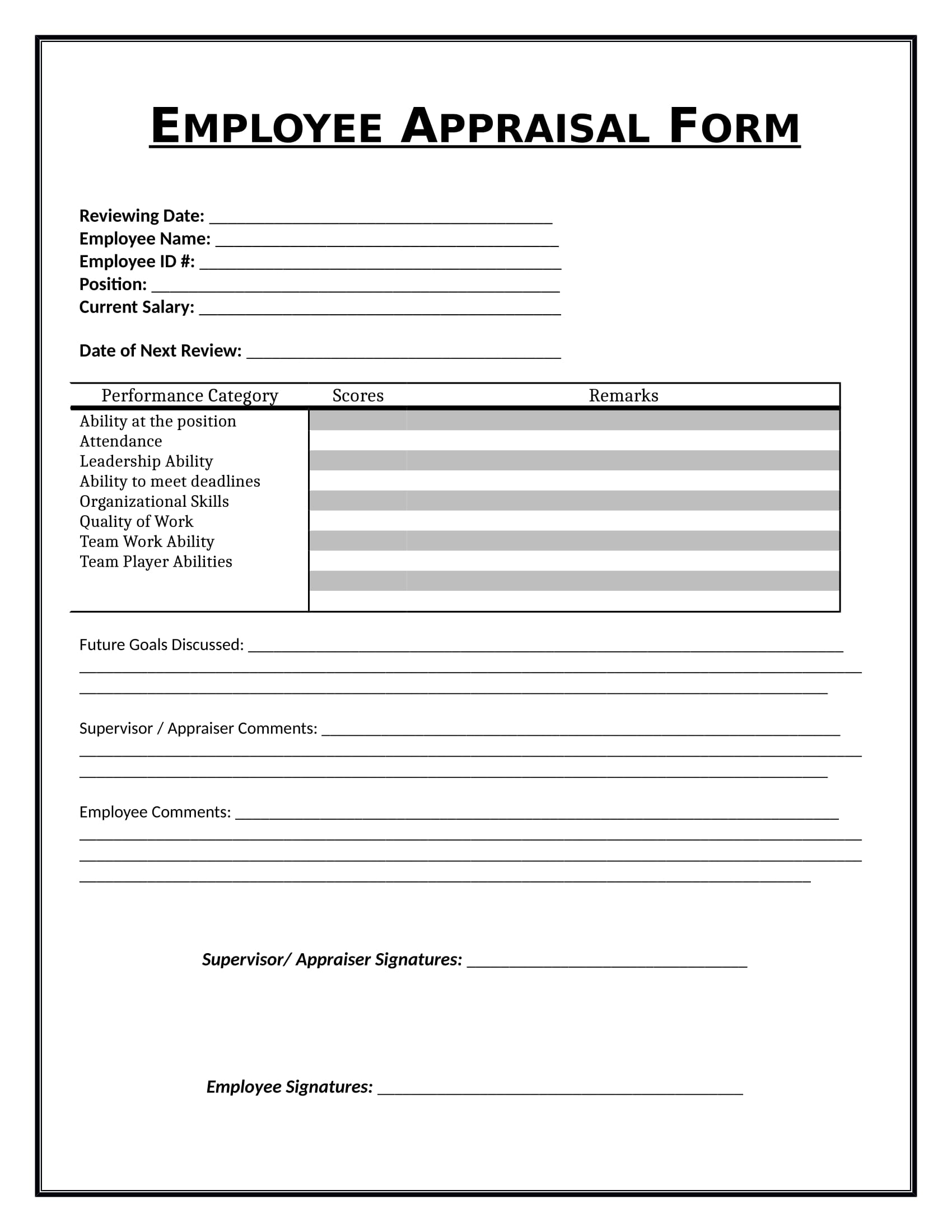 employee appraisal review form 11