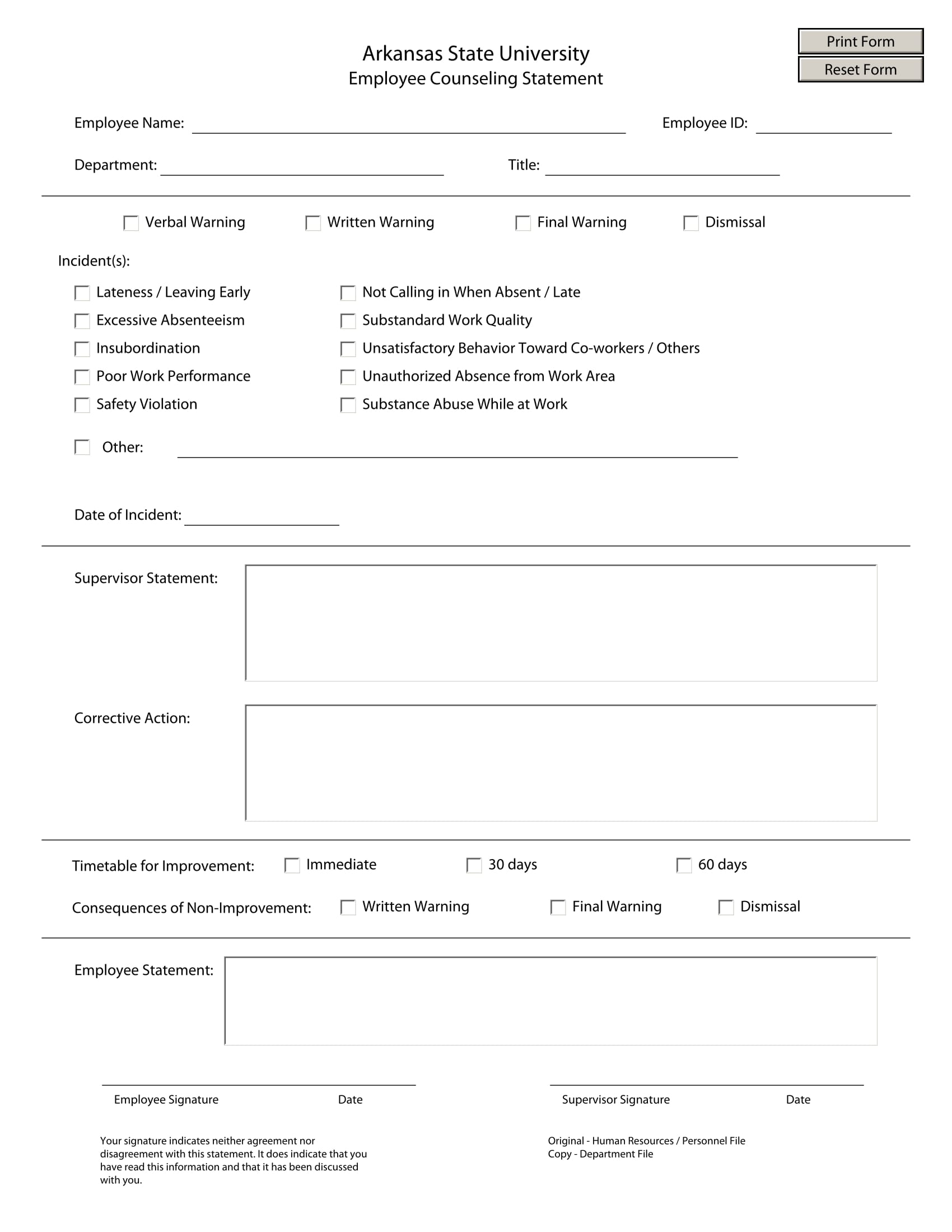 employee counseling statement form 1