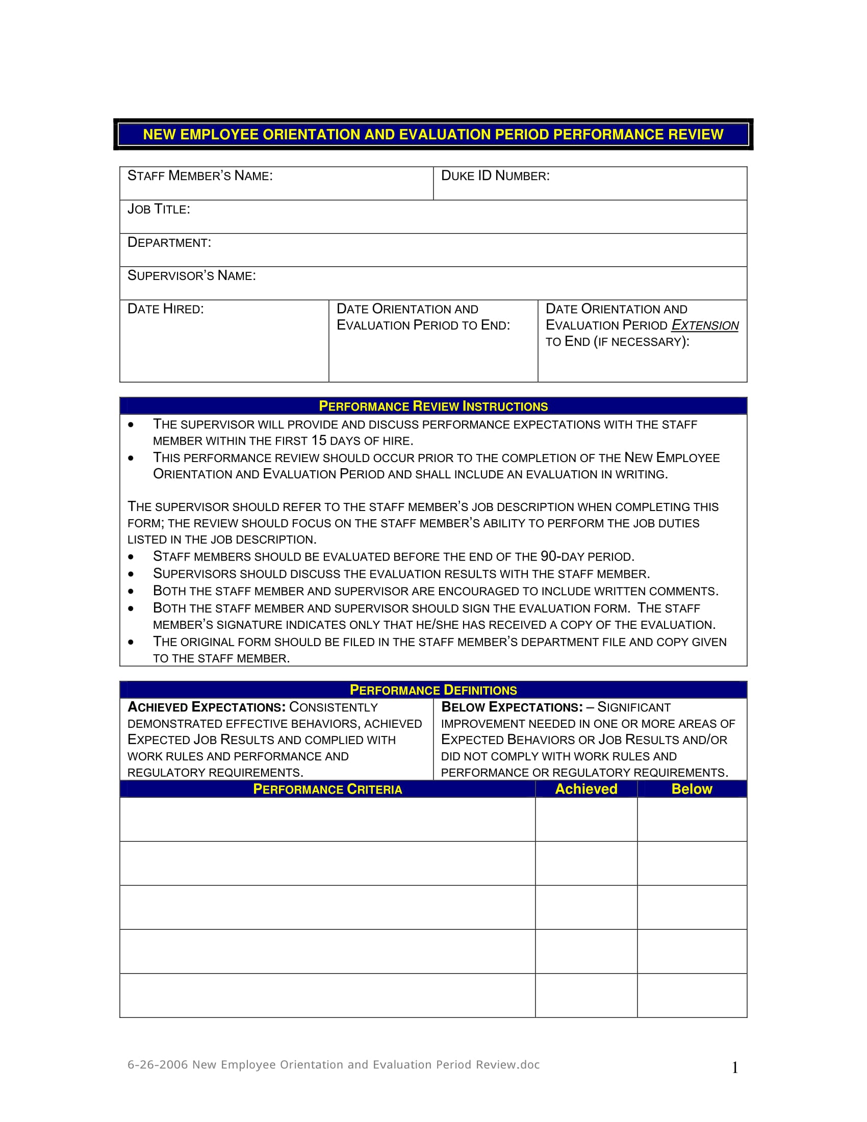 employee evaluation period review form 1