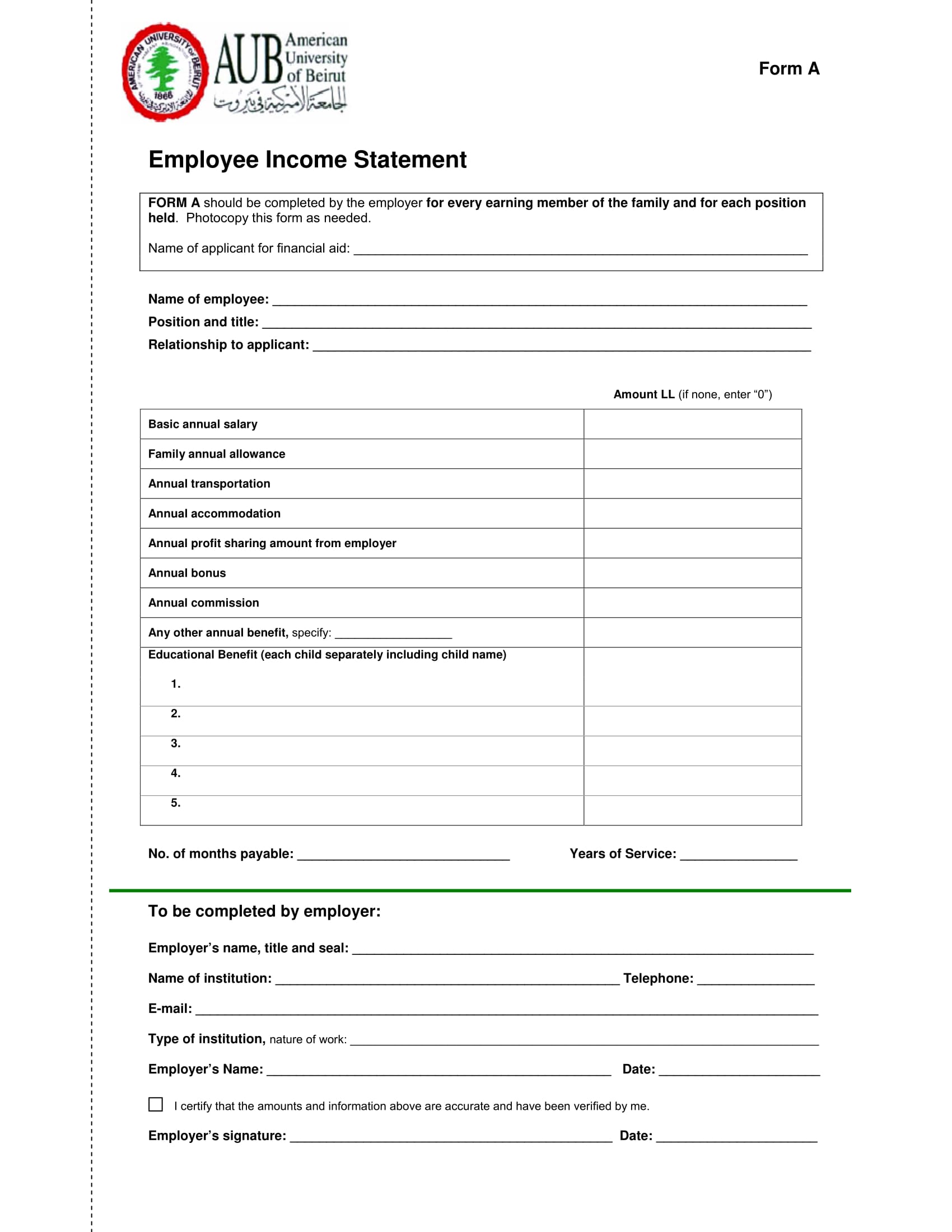 employee income statement form 1