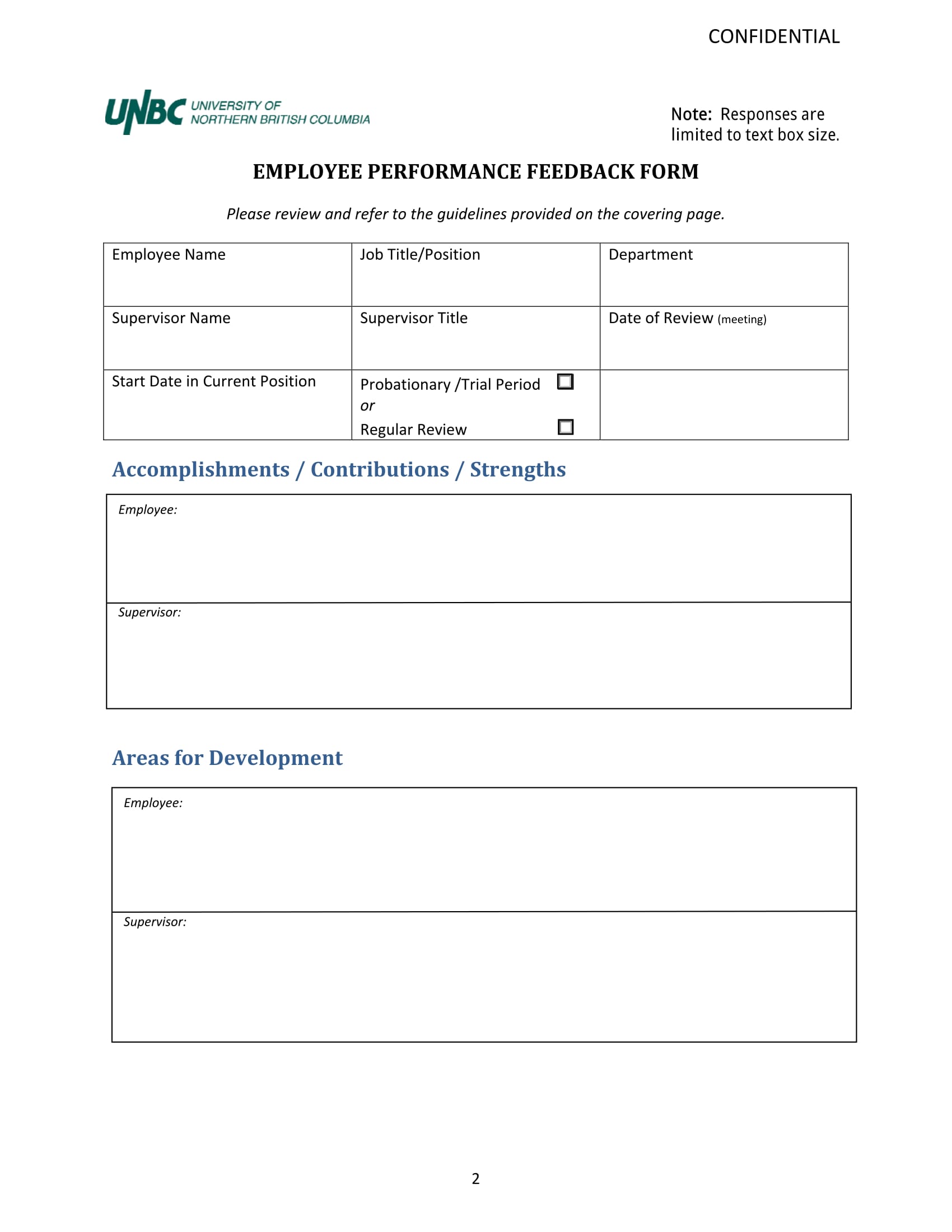 employee performance feedback review form 2