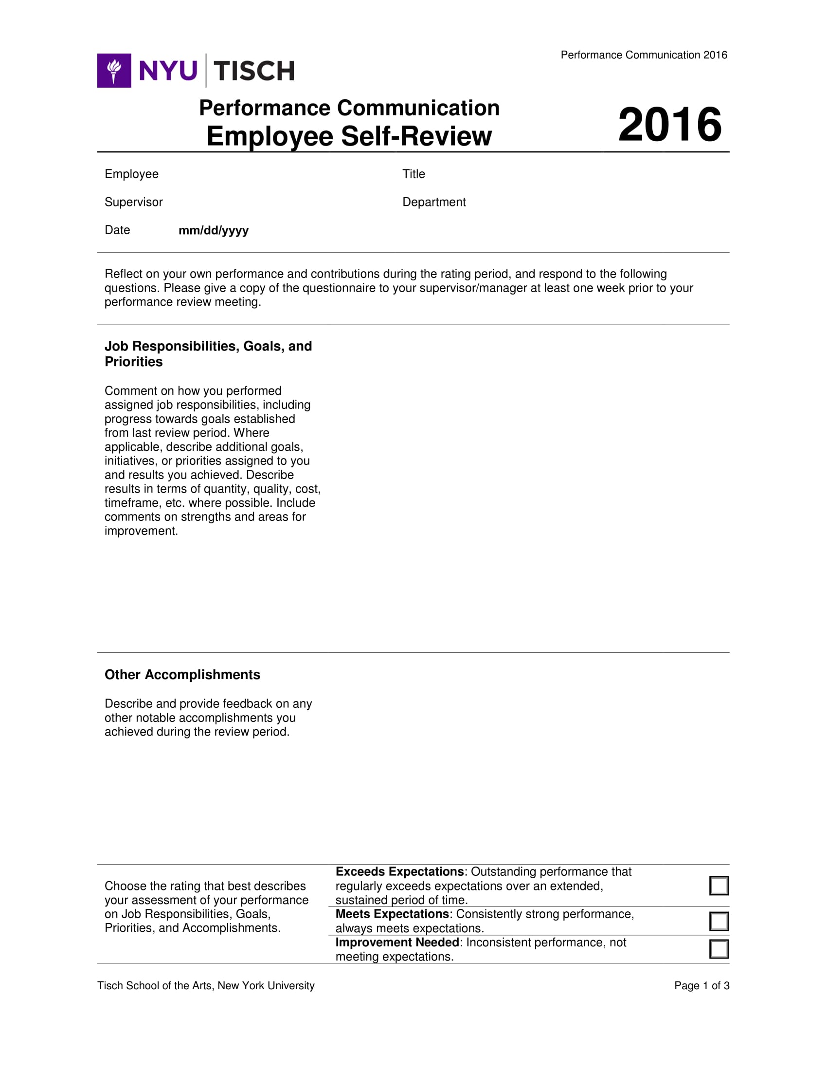 employee performance self review form 11