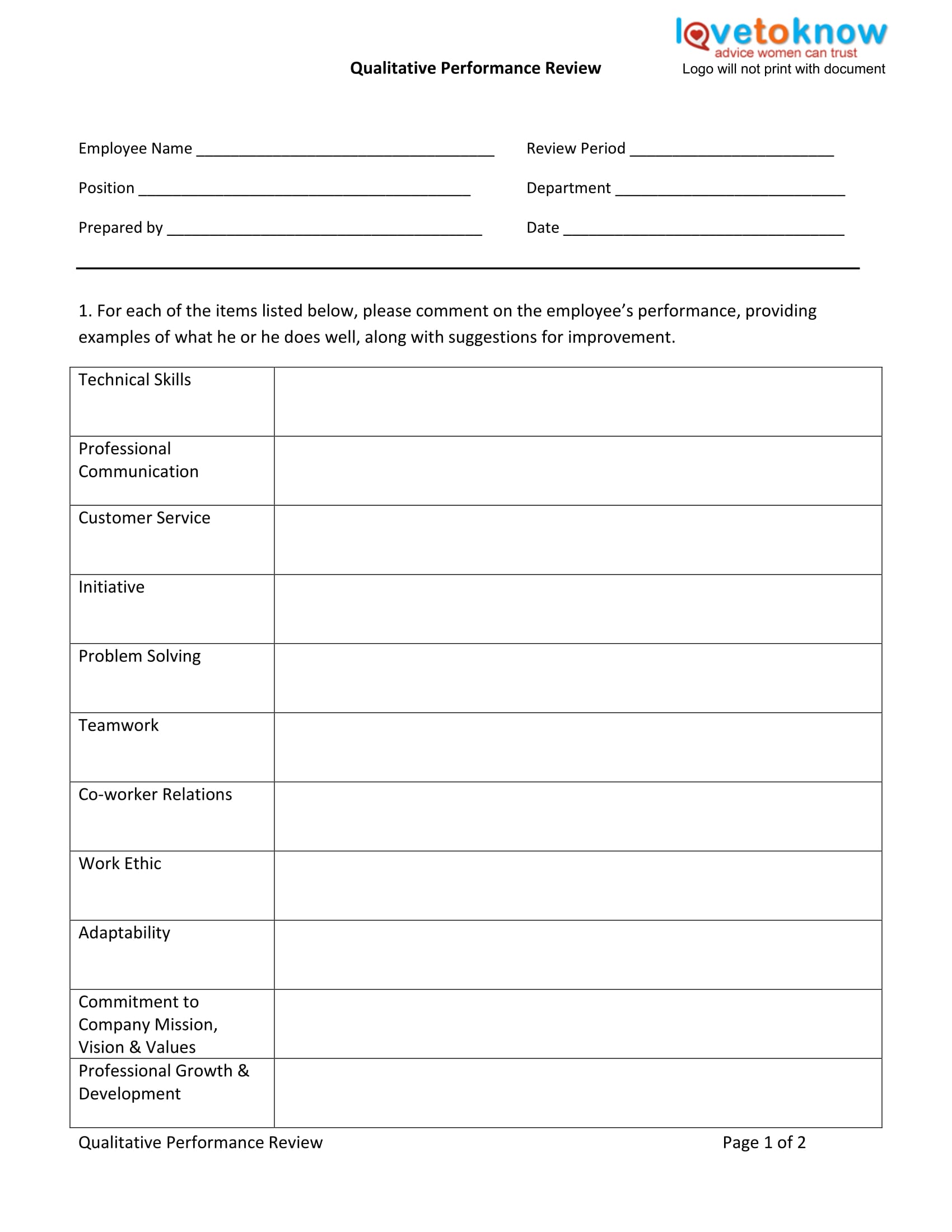 FREE 10+ Work Review Forms in PDF | MS Word