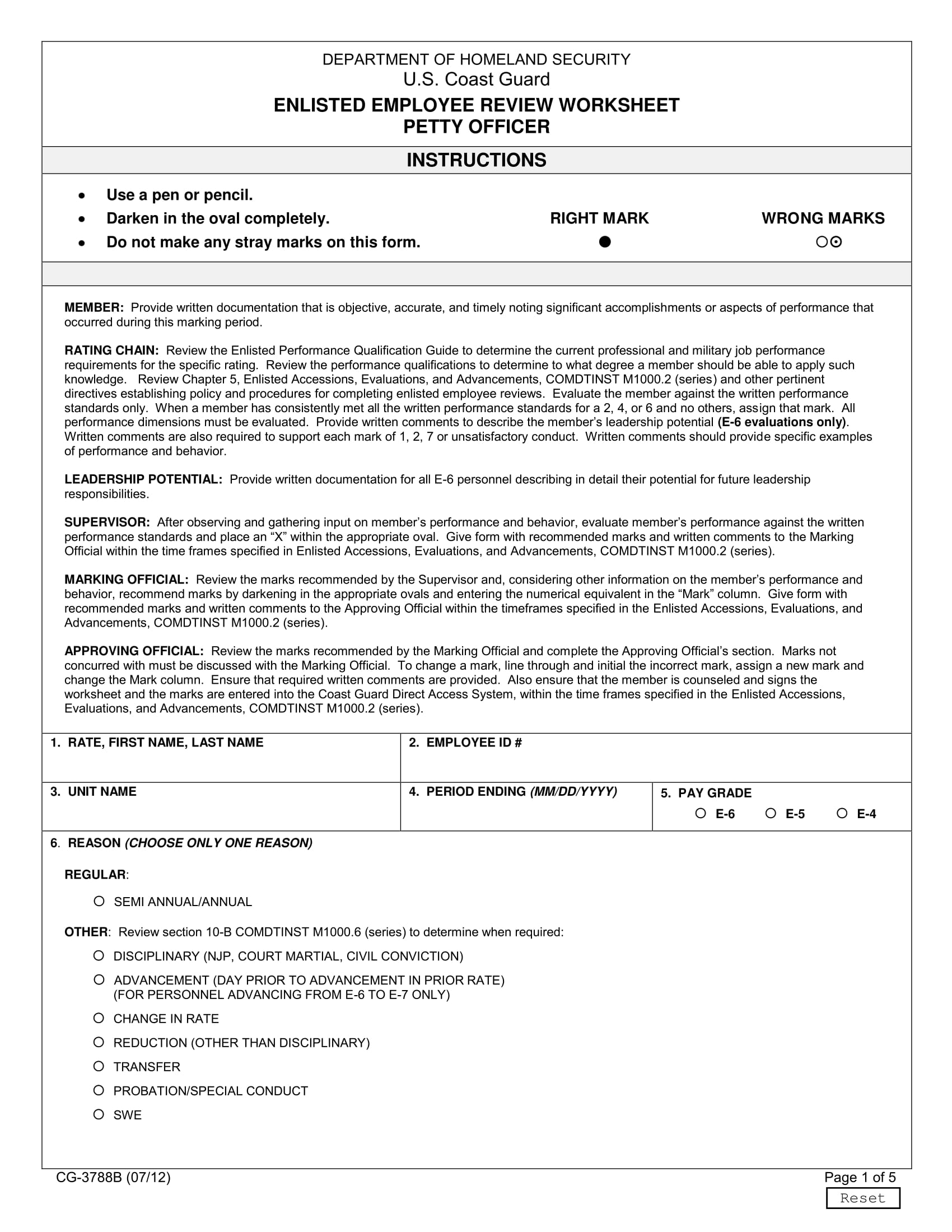 enlisted employee review form 1