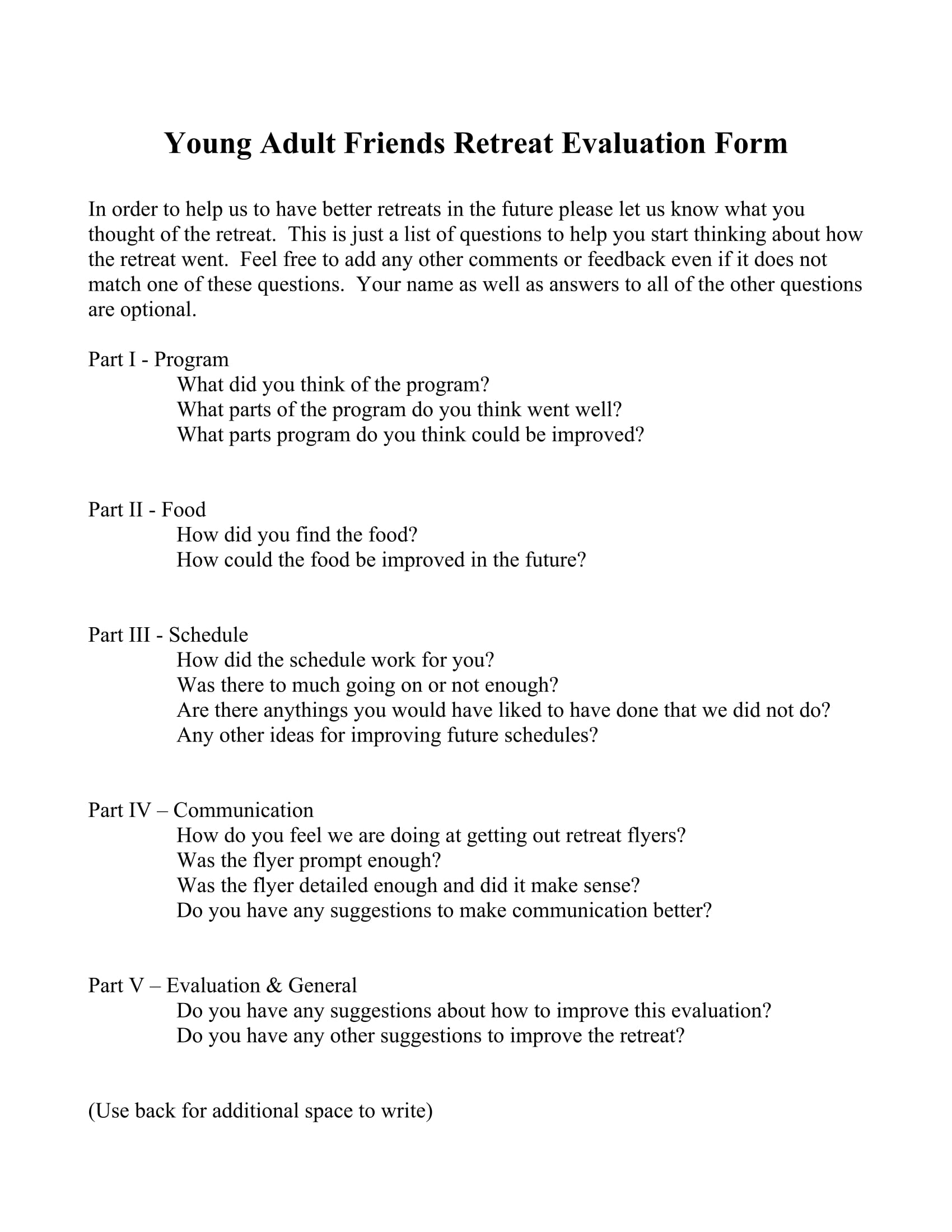 friends retreat evaluation form 1