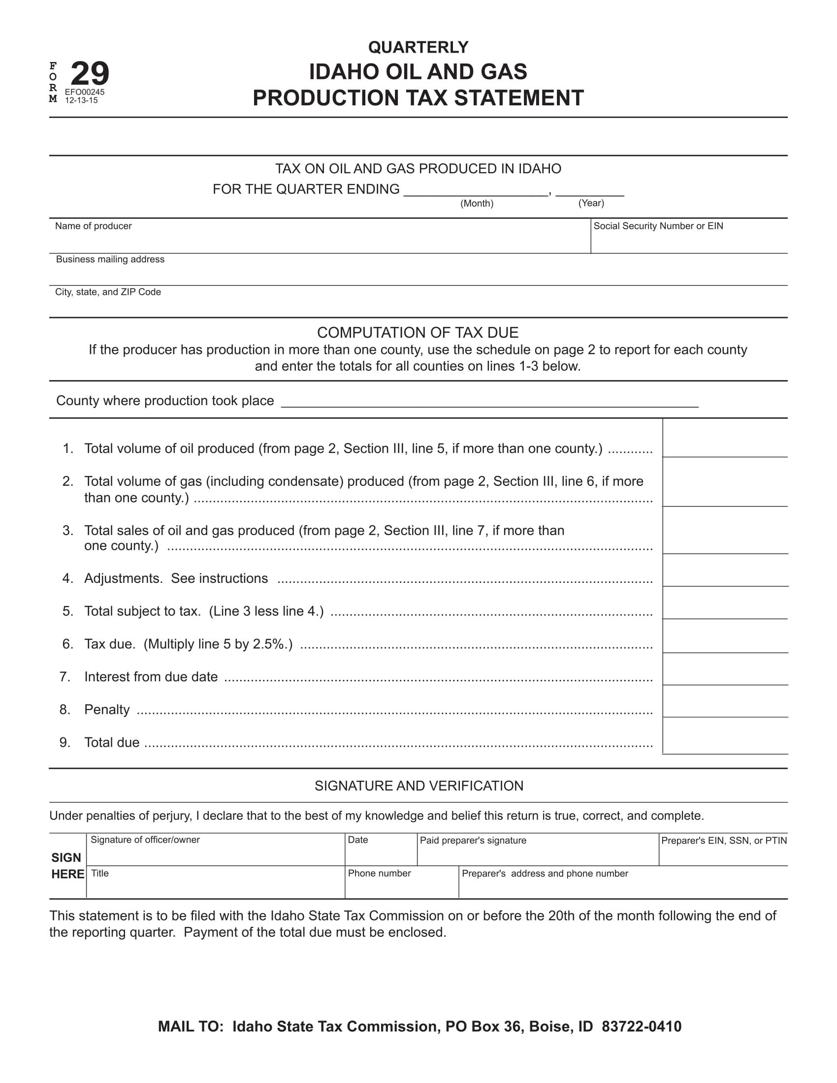 gas production tax statement form 1