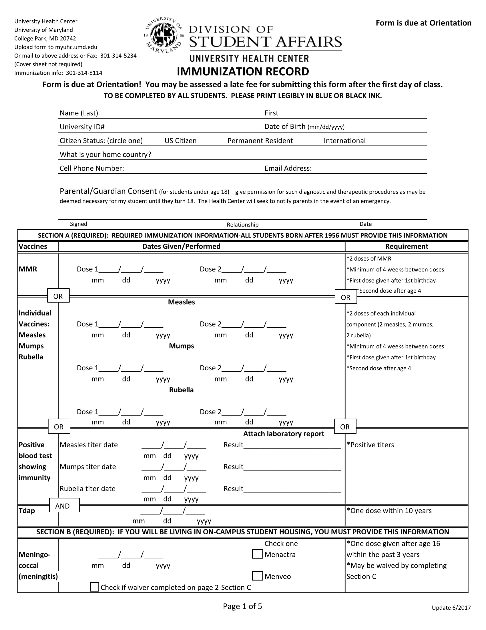 immunization record review form 1