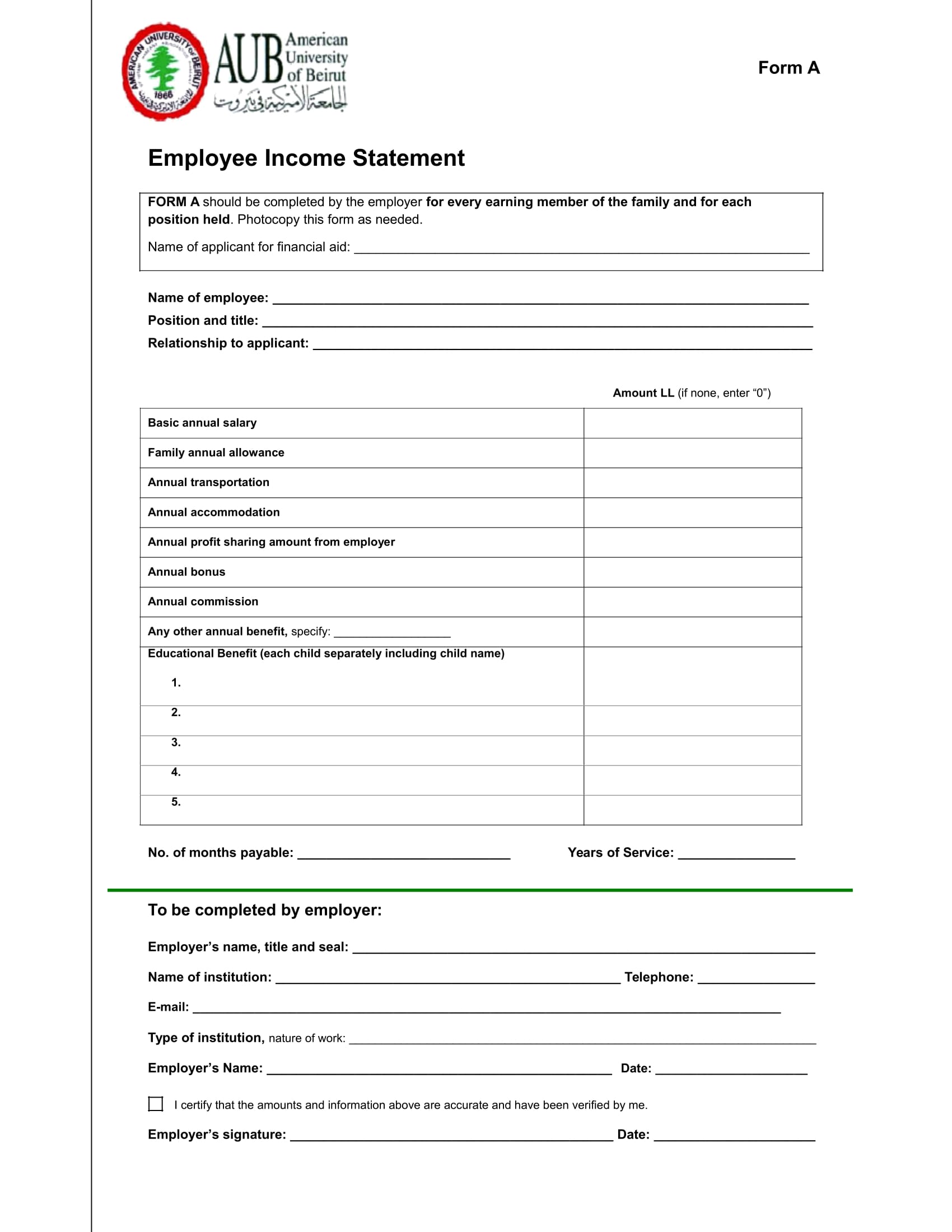 income statement form sample 1