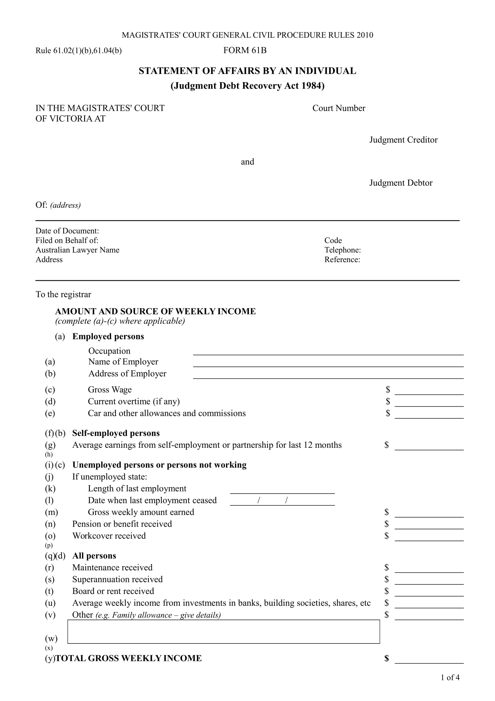 individual statement of affairs form 1