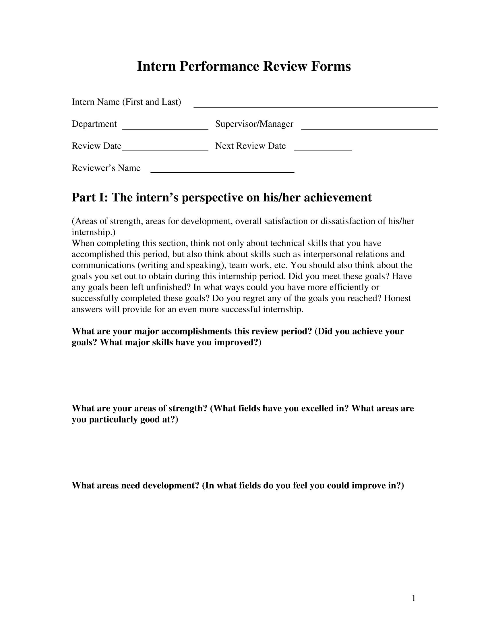 intern performance review form 1