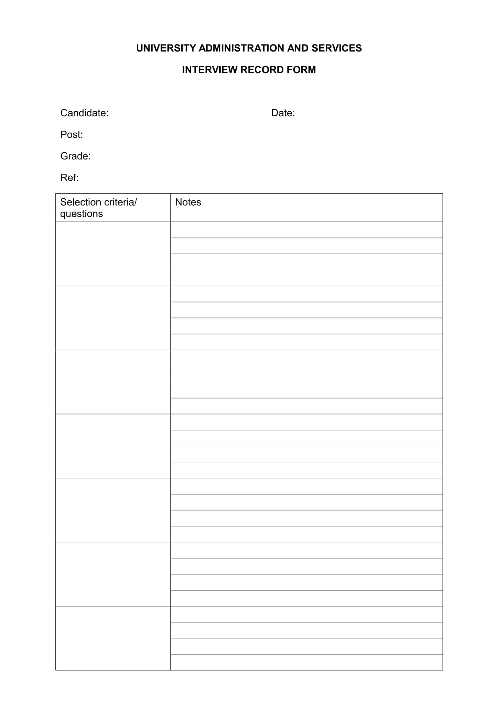 interview record review form 1