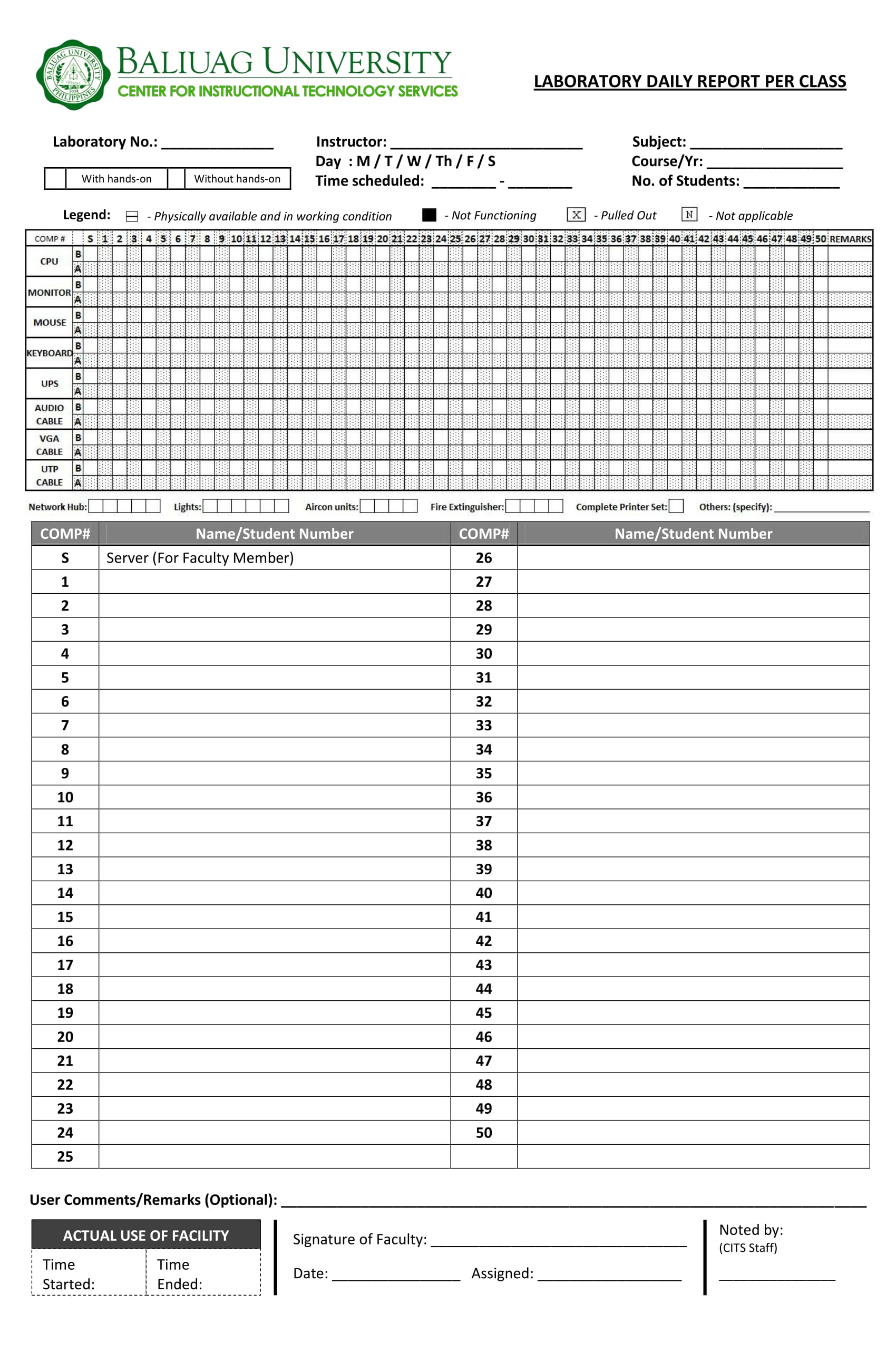 laboratory daily report form 1