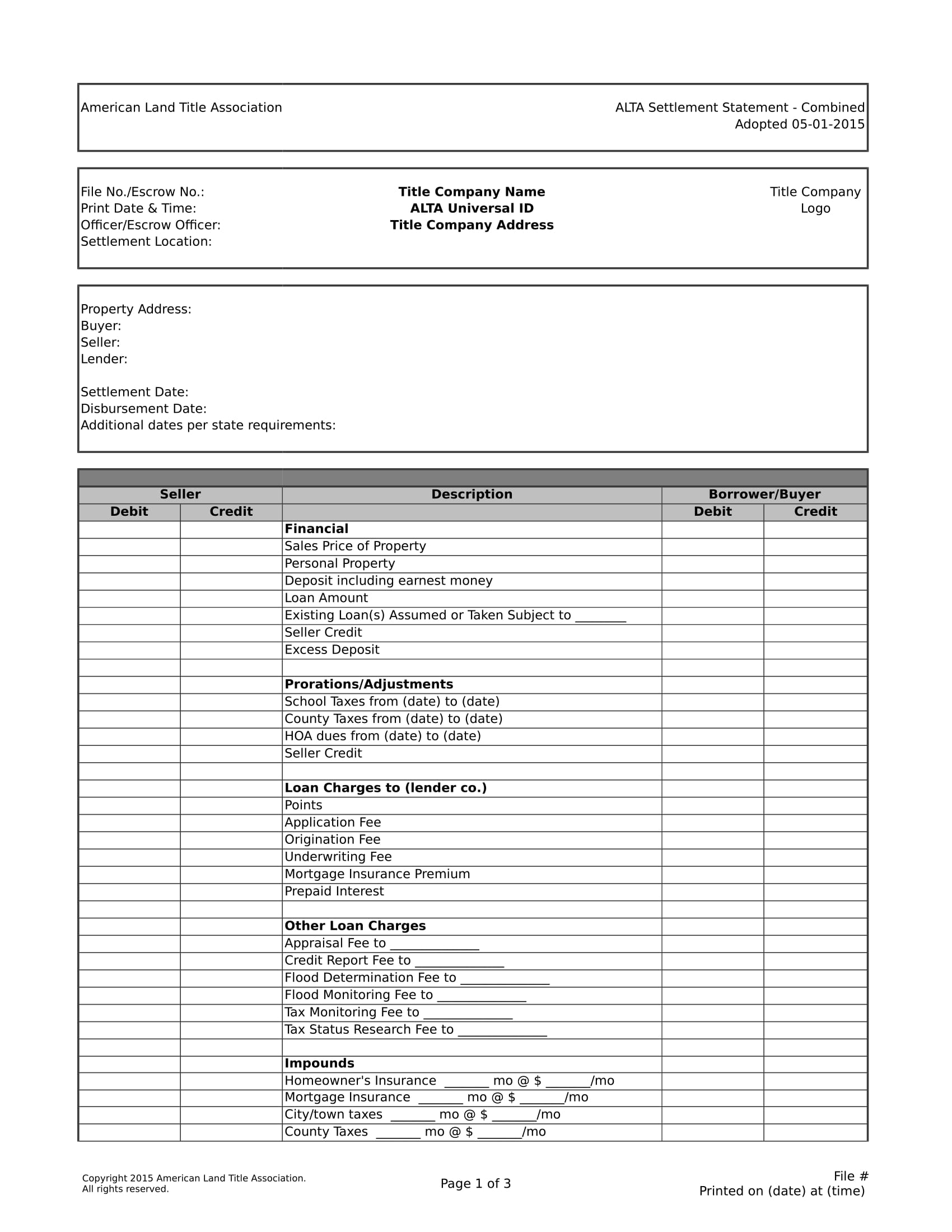 Free Printable Settlement Sheet Form Pdf Word Gambaran