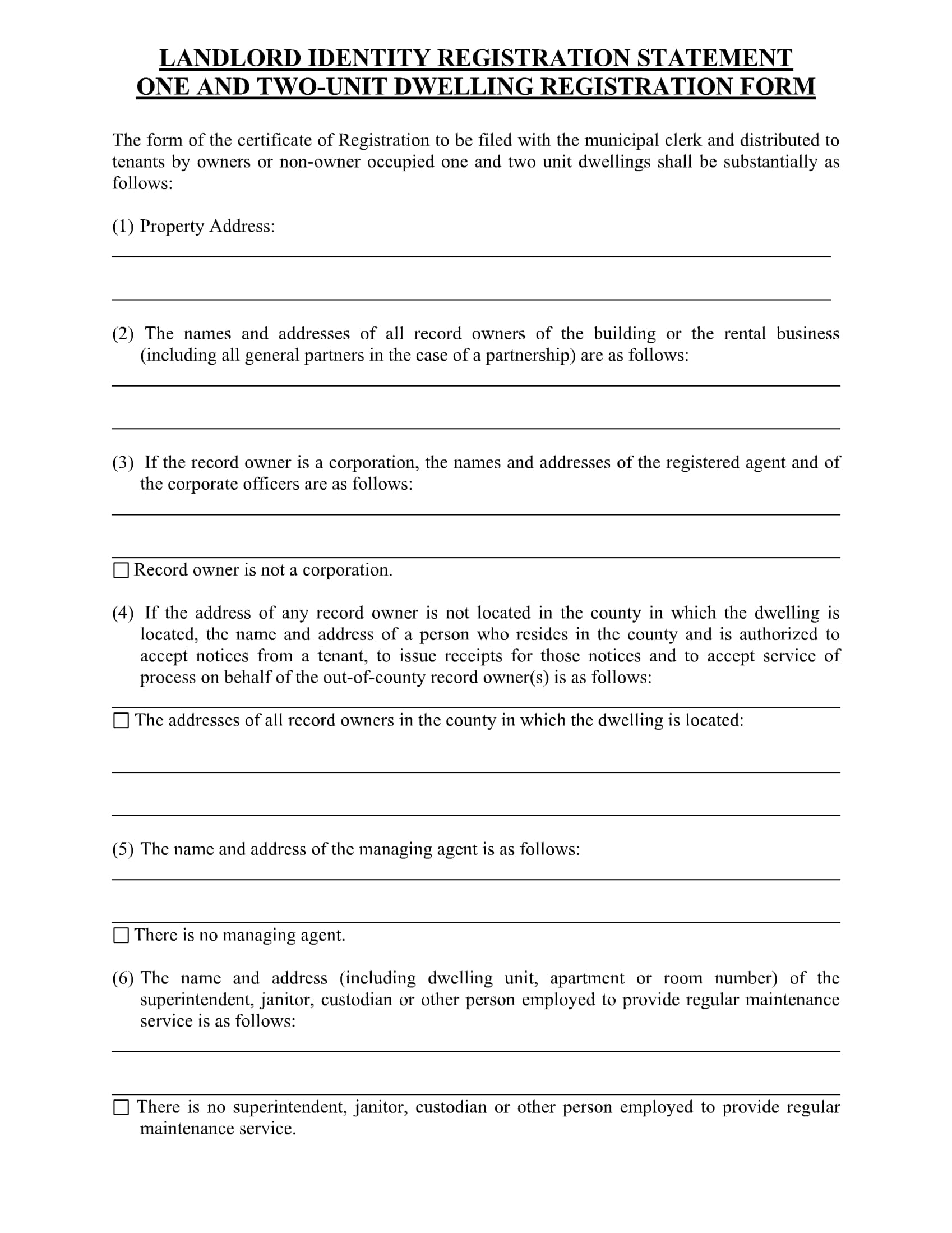 landlord identity registration statement form 2
