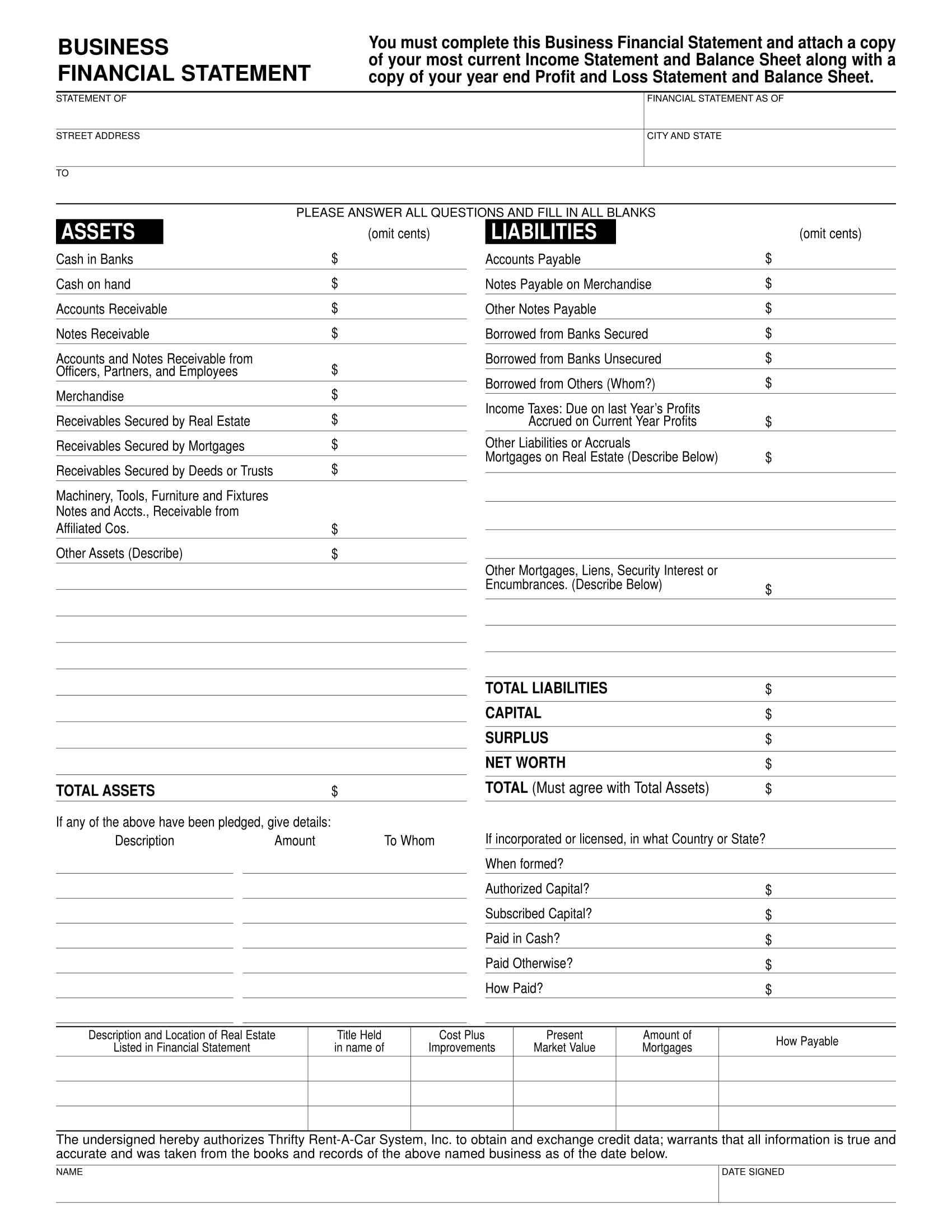 liability statement form sample 1