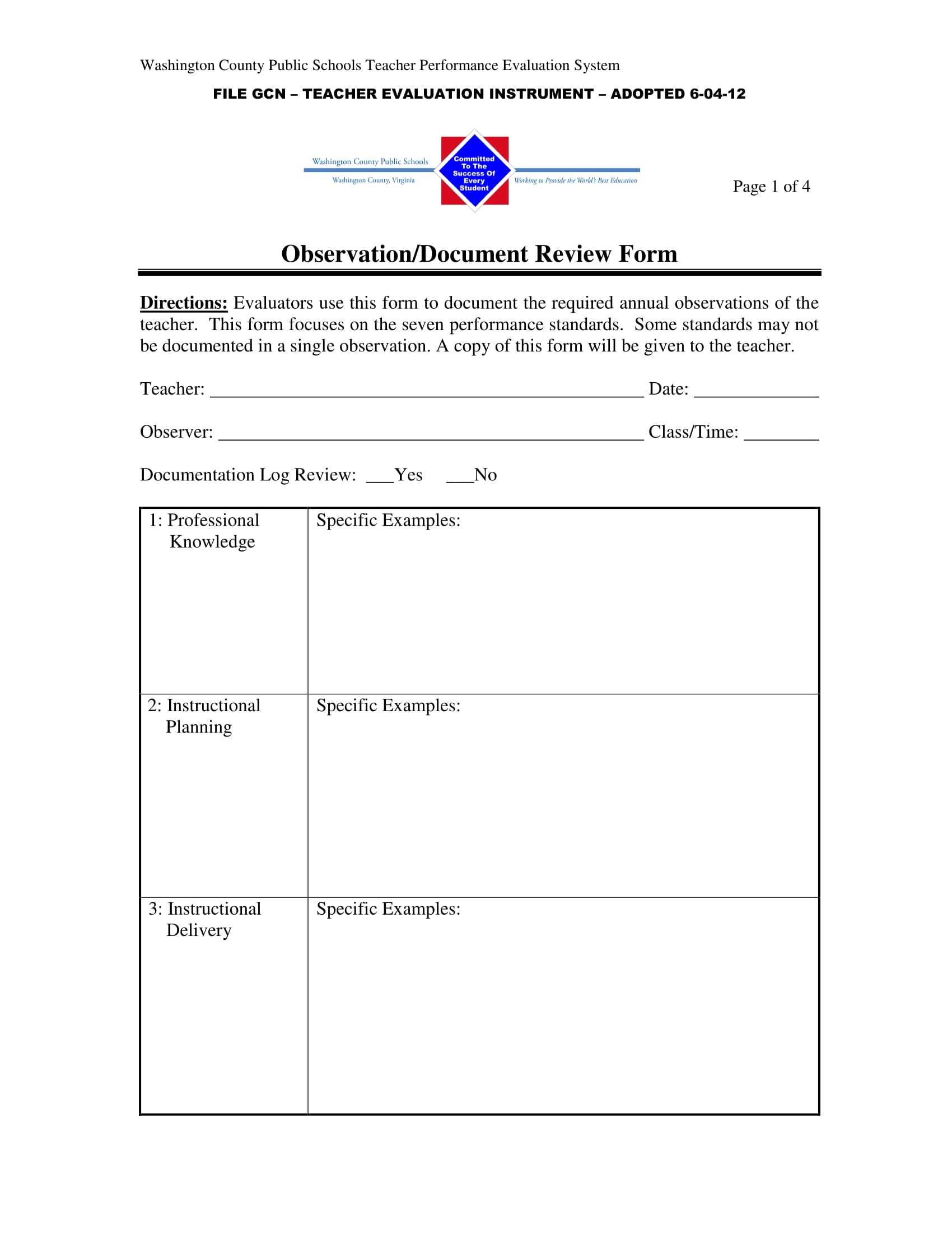 observation and document review form 1