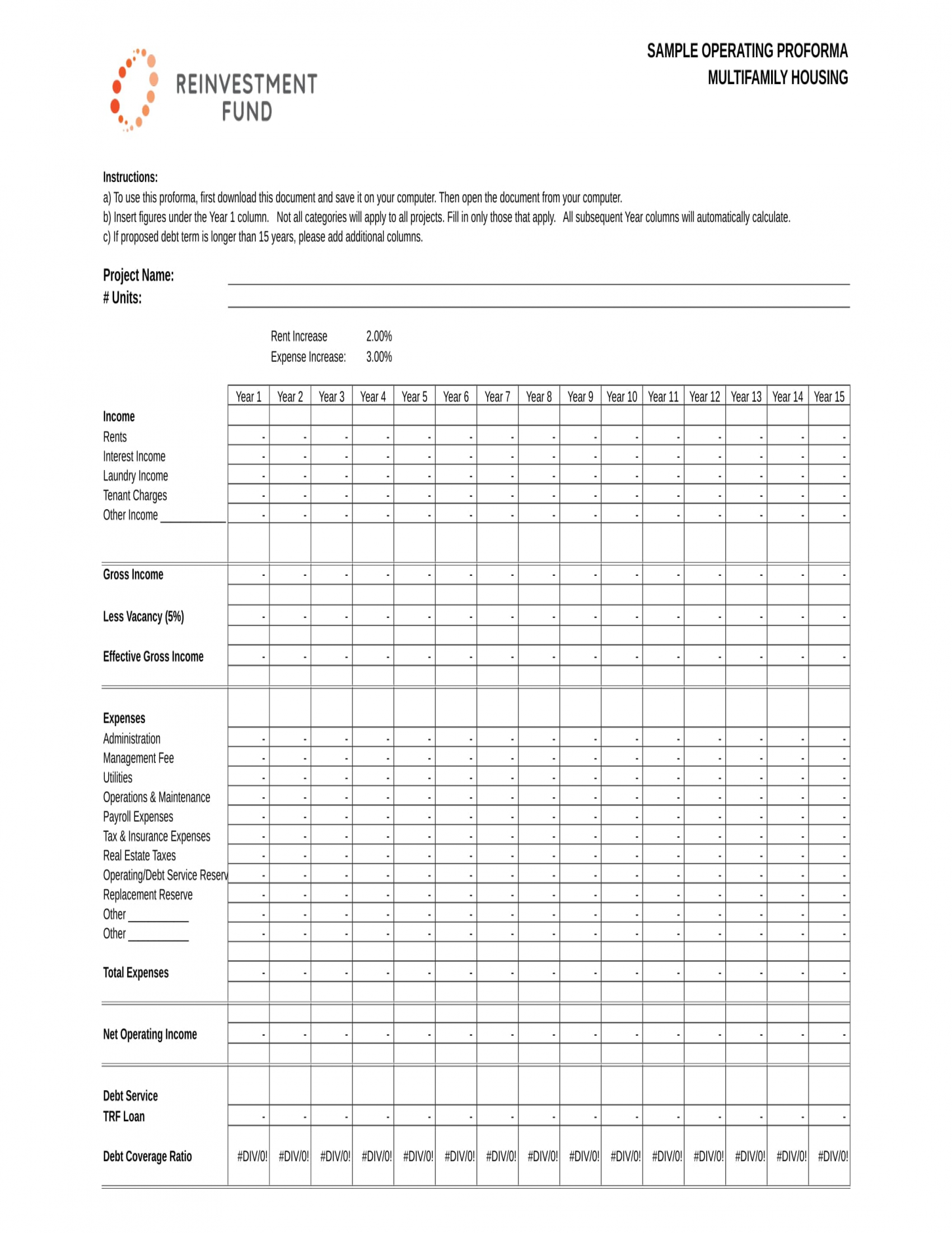 Operating Statement Template