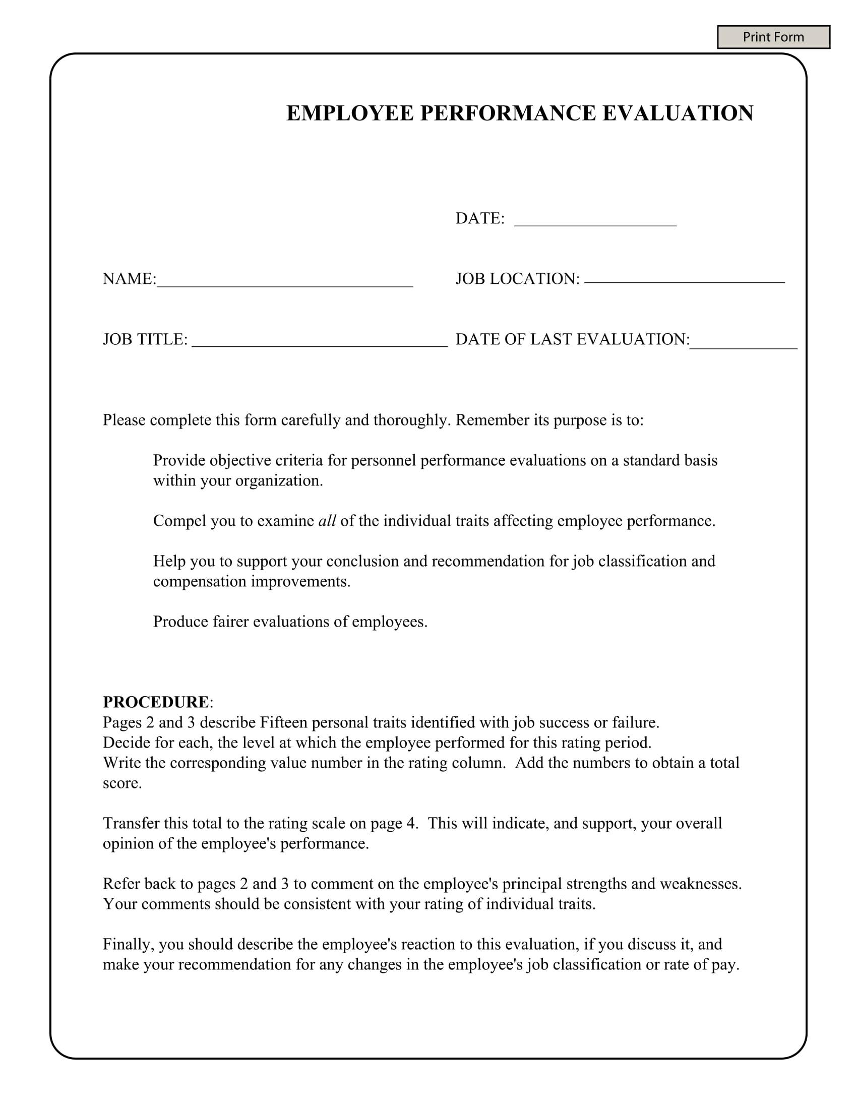 Filling Out A Performance Evaluation Form Tips Steps 