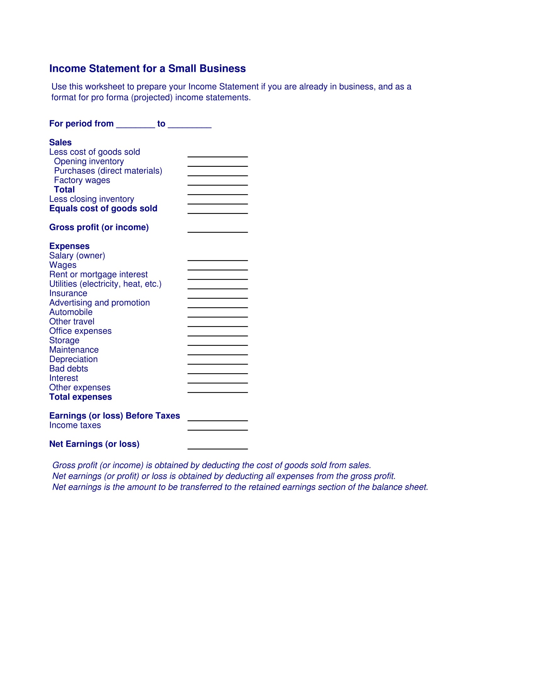 periodic small business income statement 1