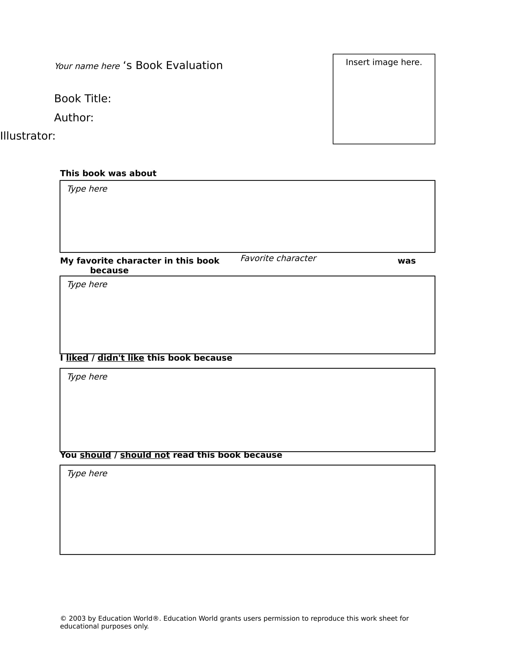 personal book evaluation form 1