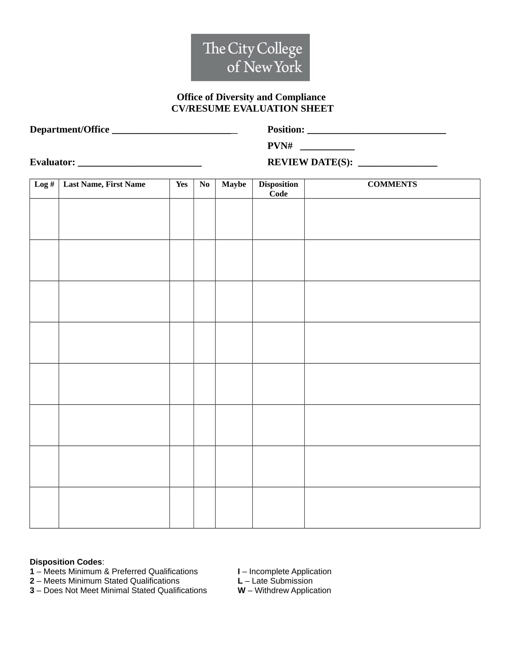preliminary resume evaluation form 1