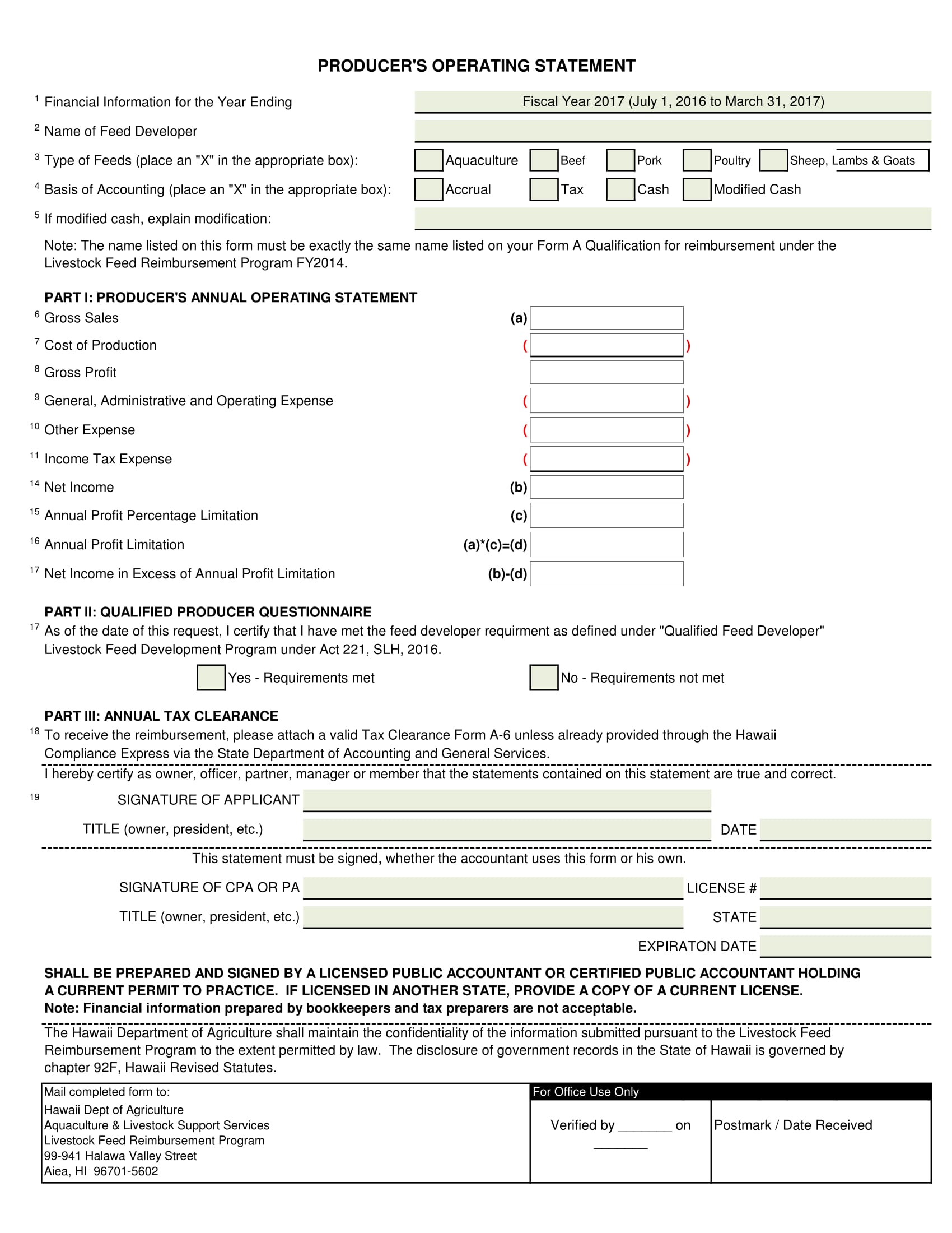 producer operating statement form 1