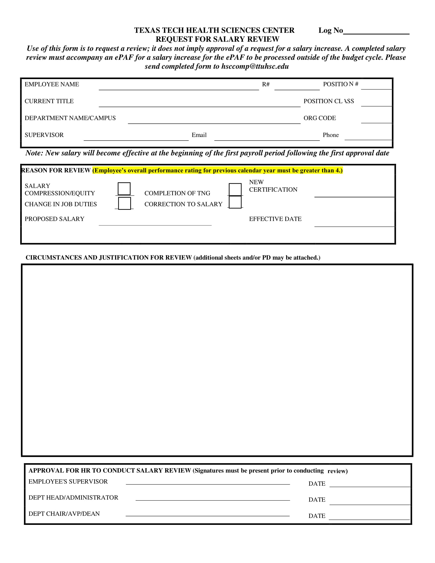 request for salary review form 1
