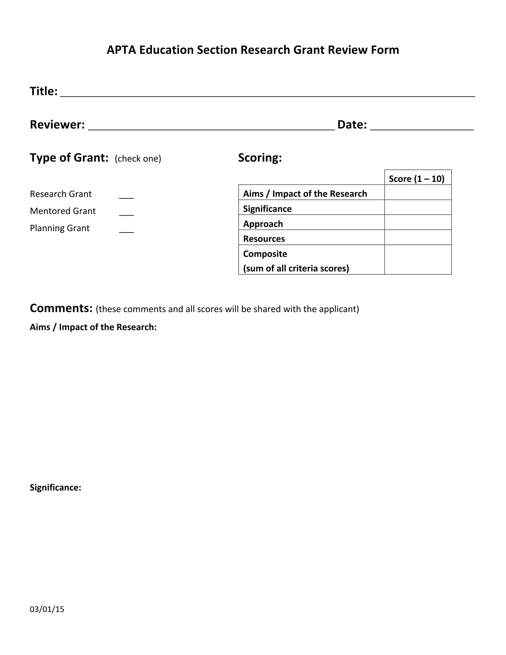 research grant review form 3