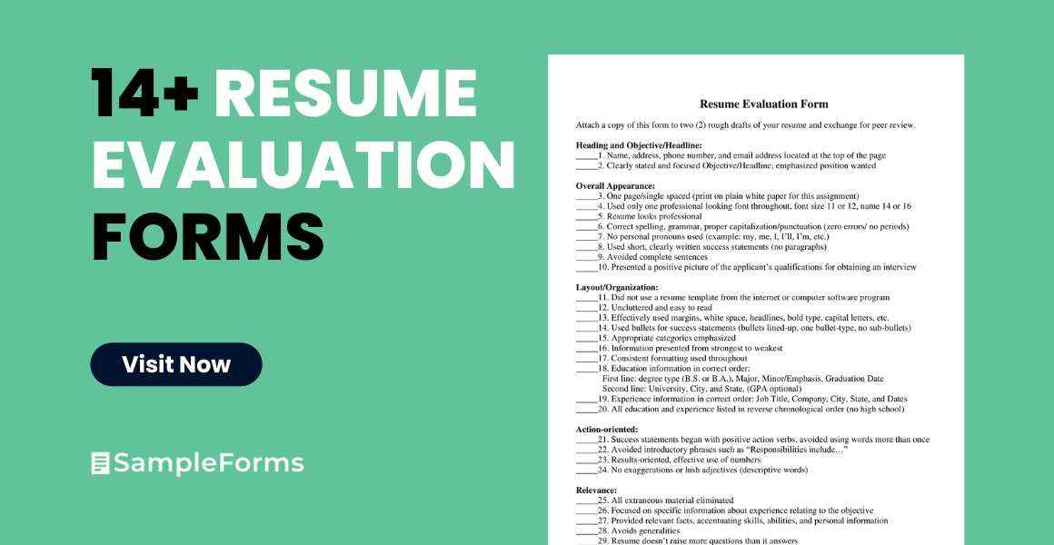resume evaluation form