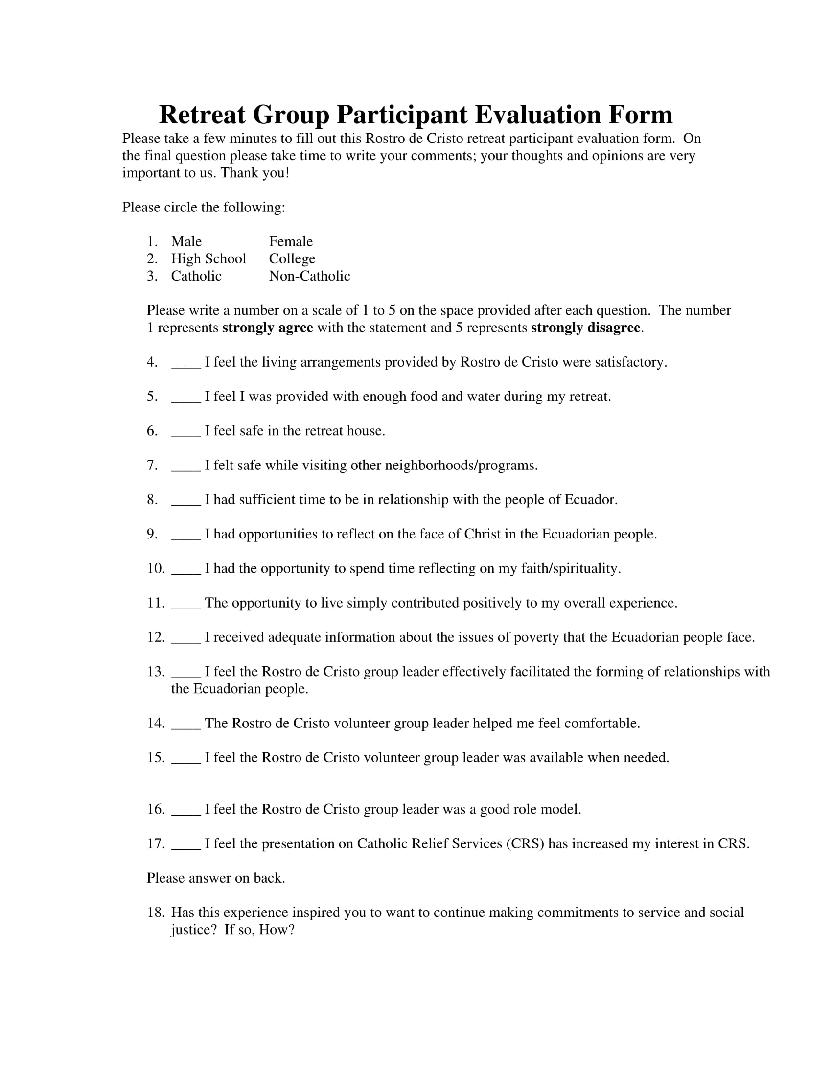 retreat group participant evaluation form 1