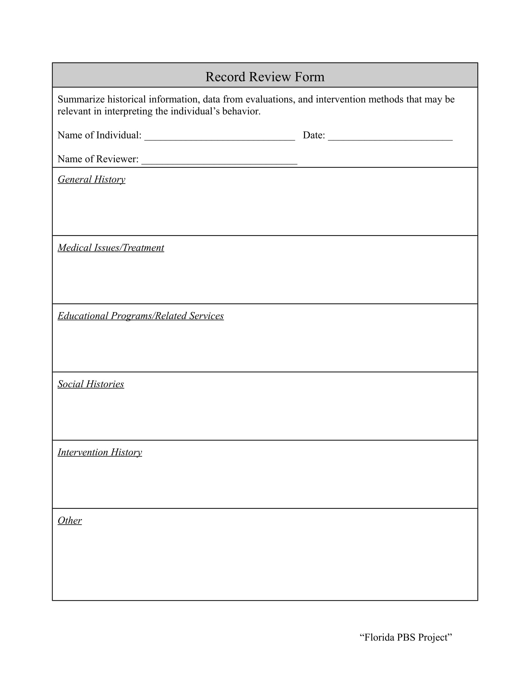 simple record review form 1