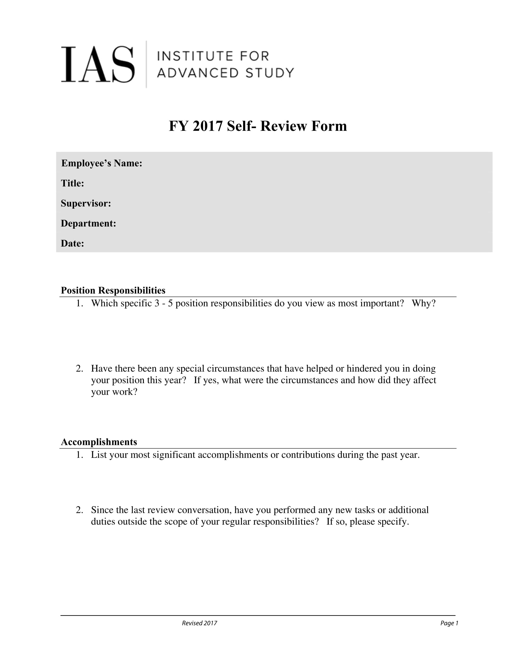 FREE 10+ Employee SelfReviews Forms in PDF MS Word