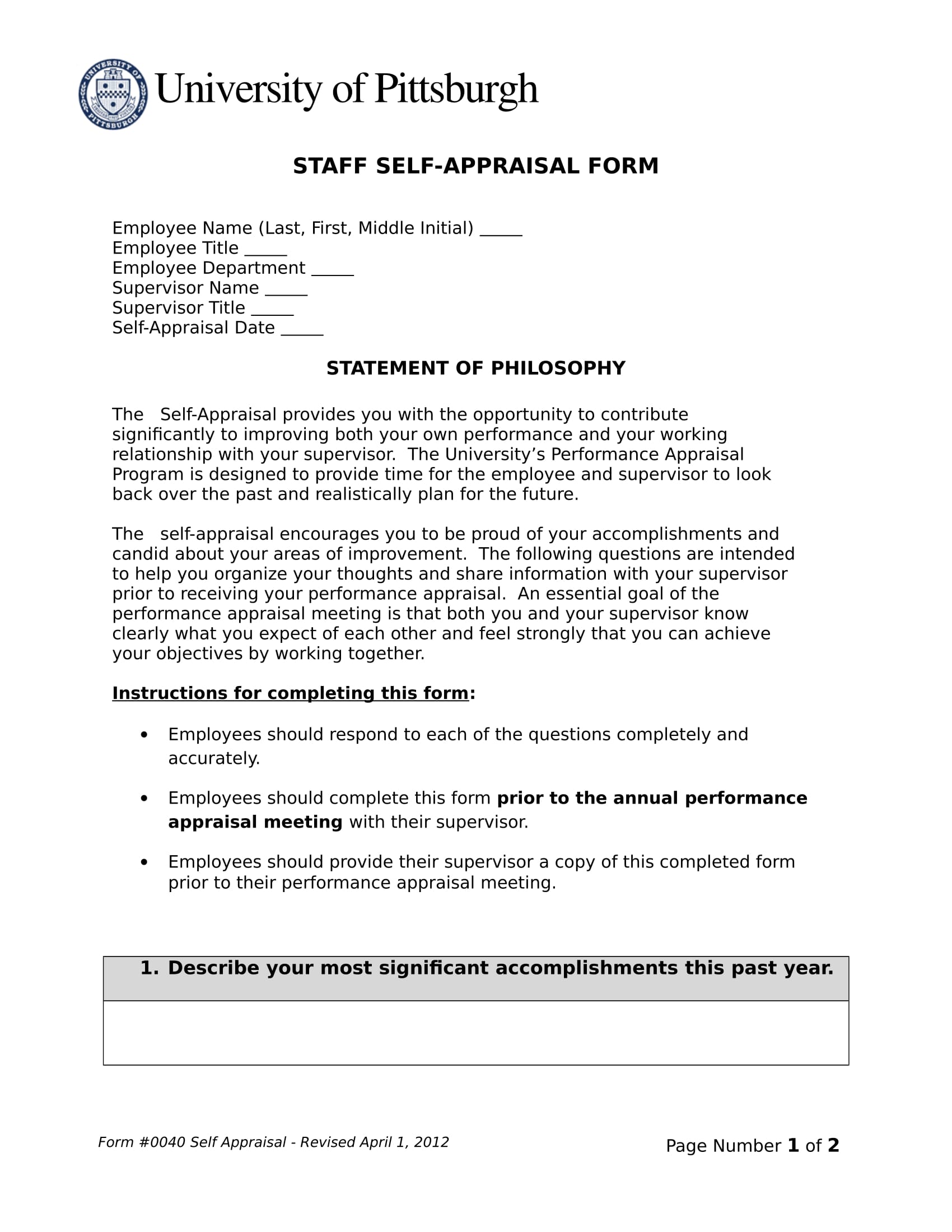 FREE 13+ Self Review Forms in PDF MS Word