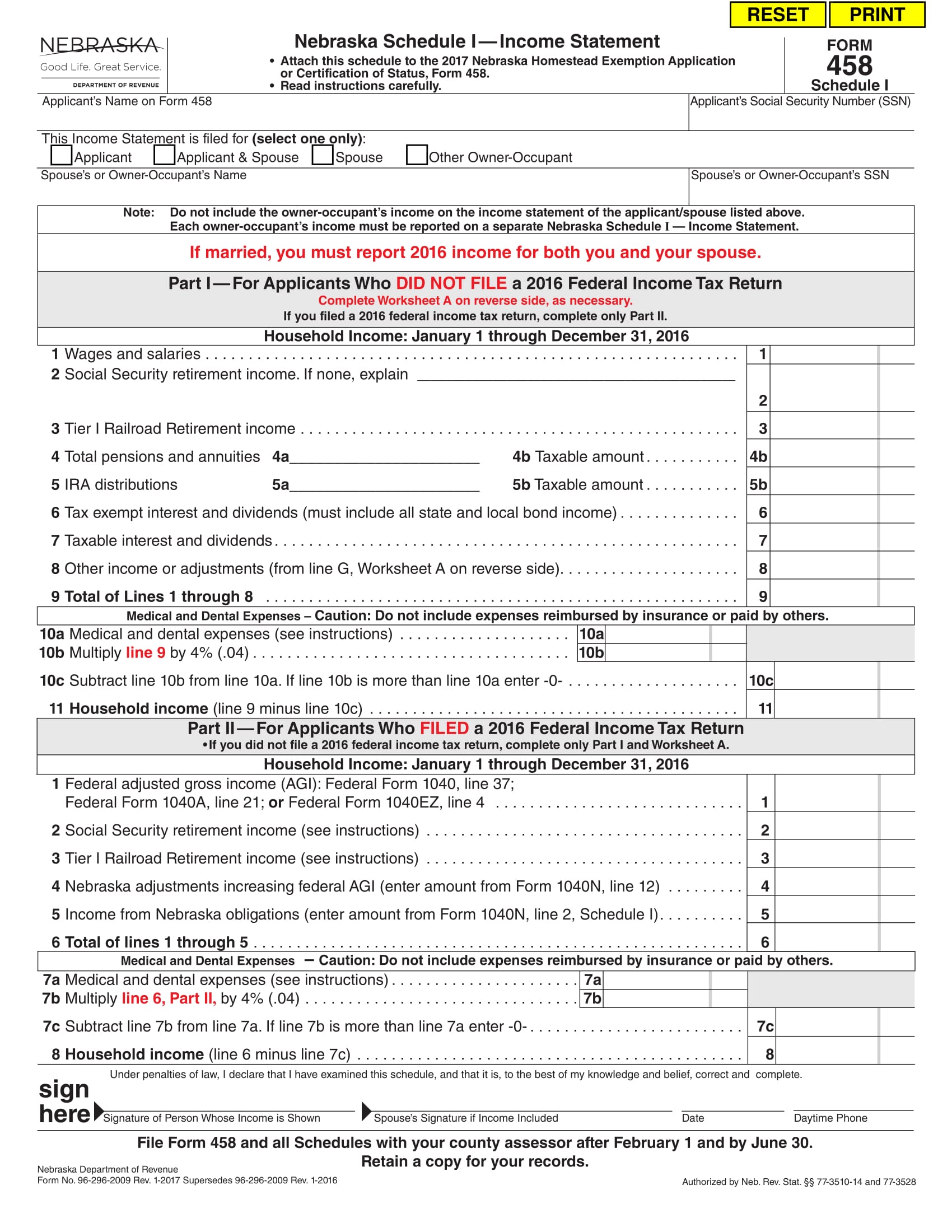 taxpayers income statement form 1