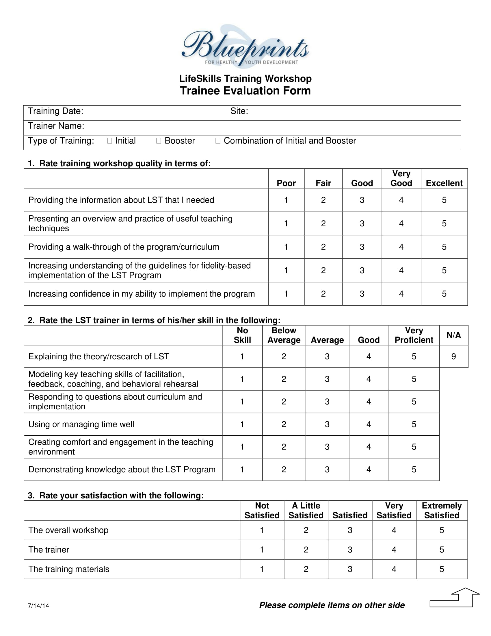 workshop trainee evaluation form 1