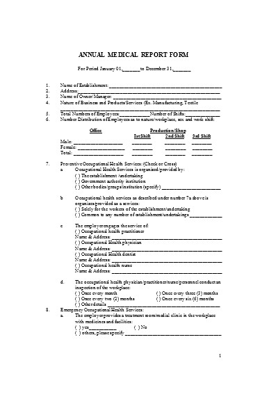 Annual Medical Report Form Balochistan