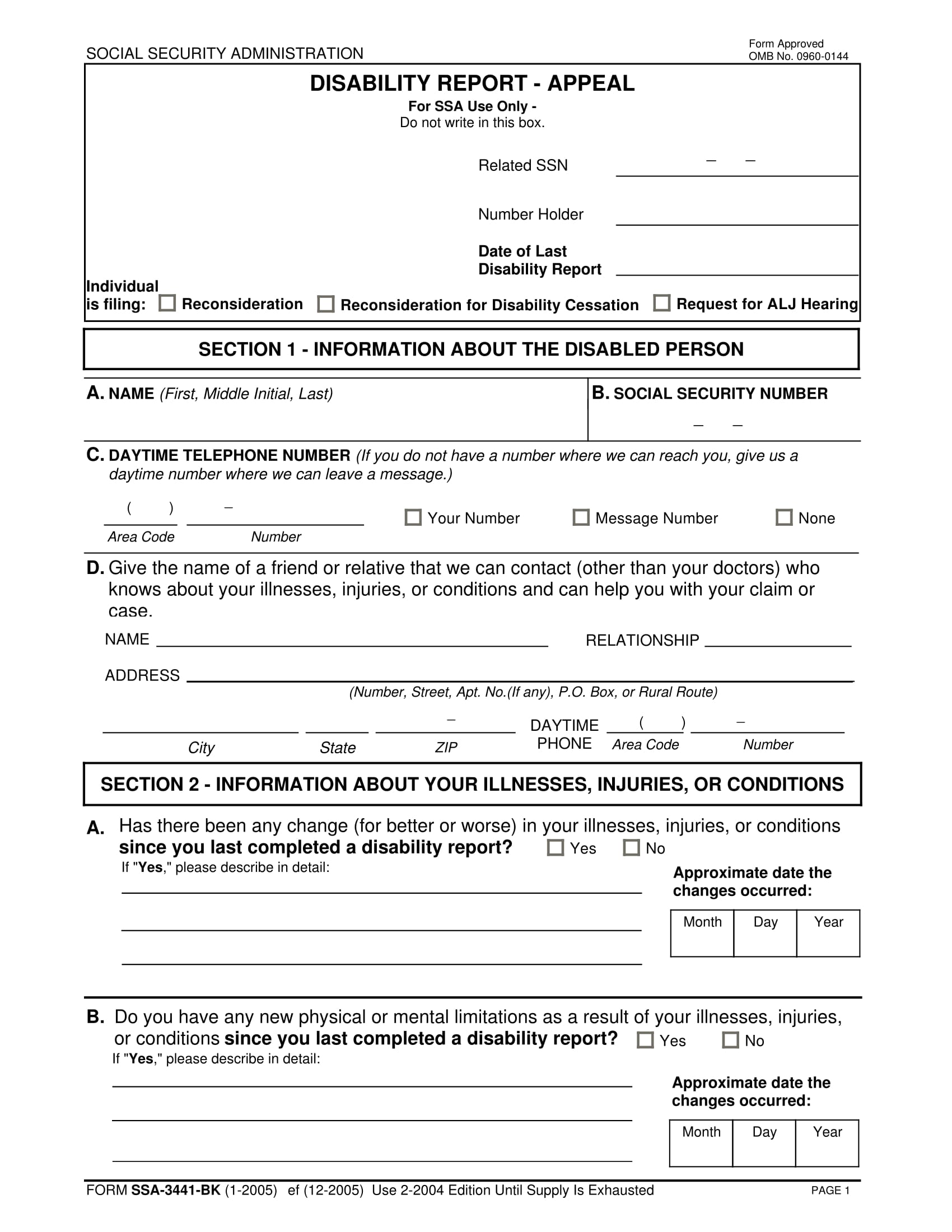 appeal disability report form 03