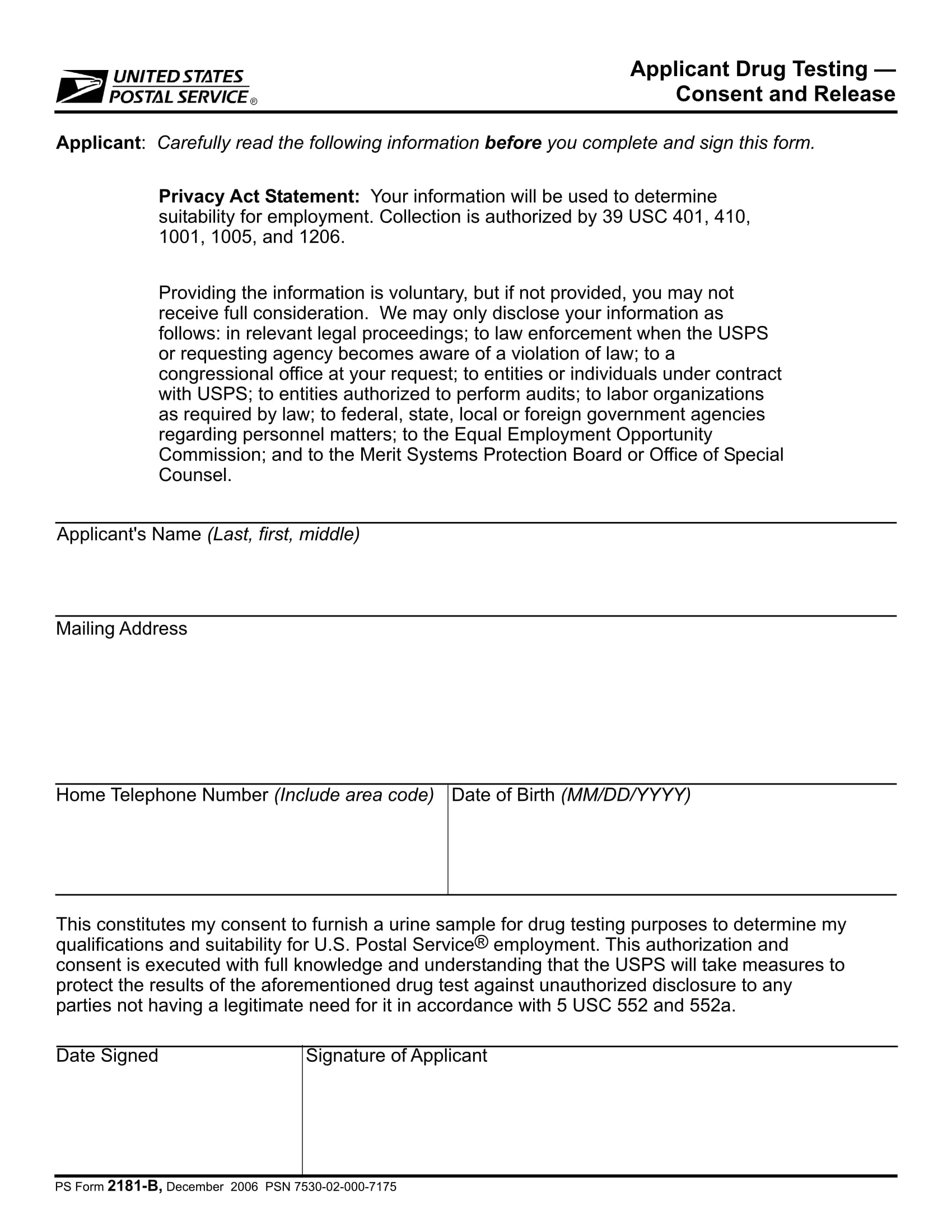 applicant drug test consent release form 1