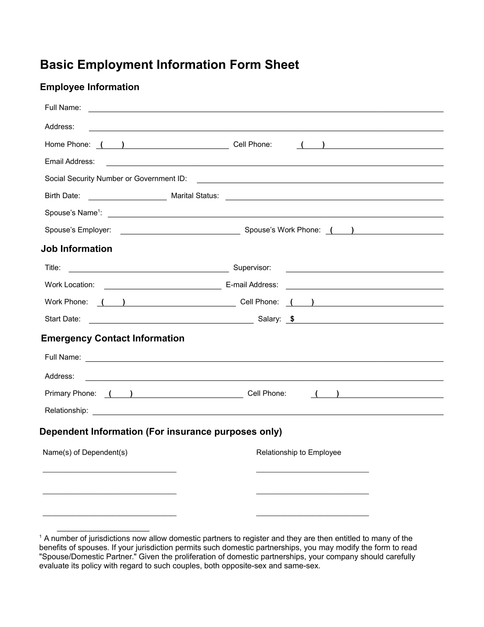 FREE 18+ Employee Information Form Samples, PDF, Word, Google Docs