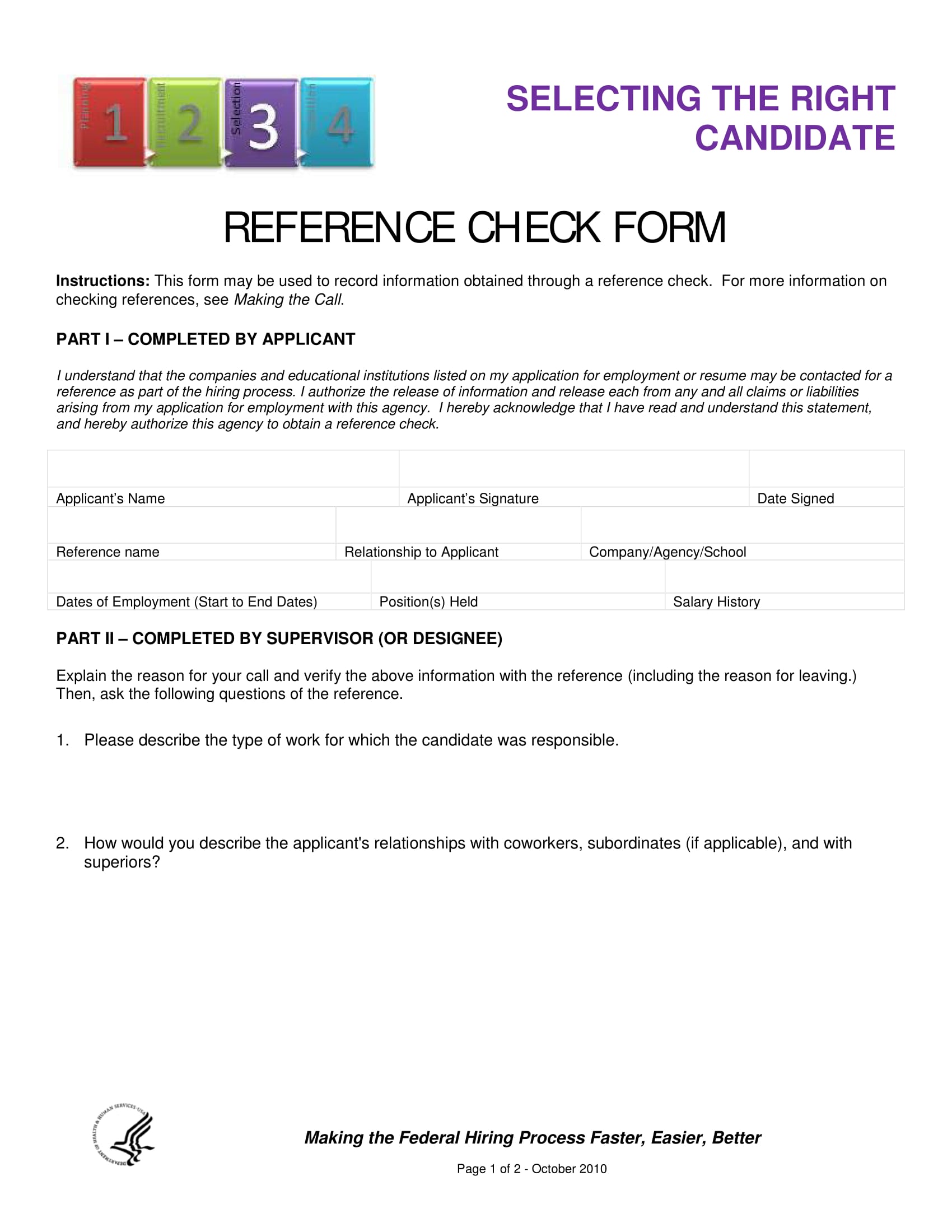 candidate selection reference check form 1