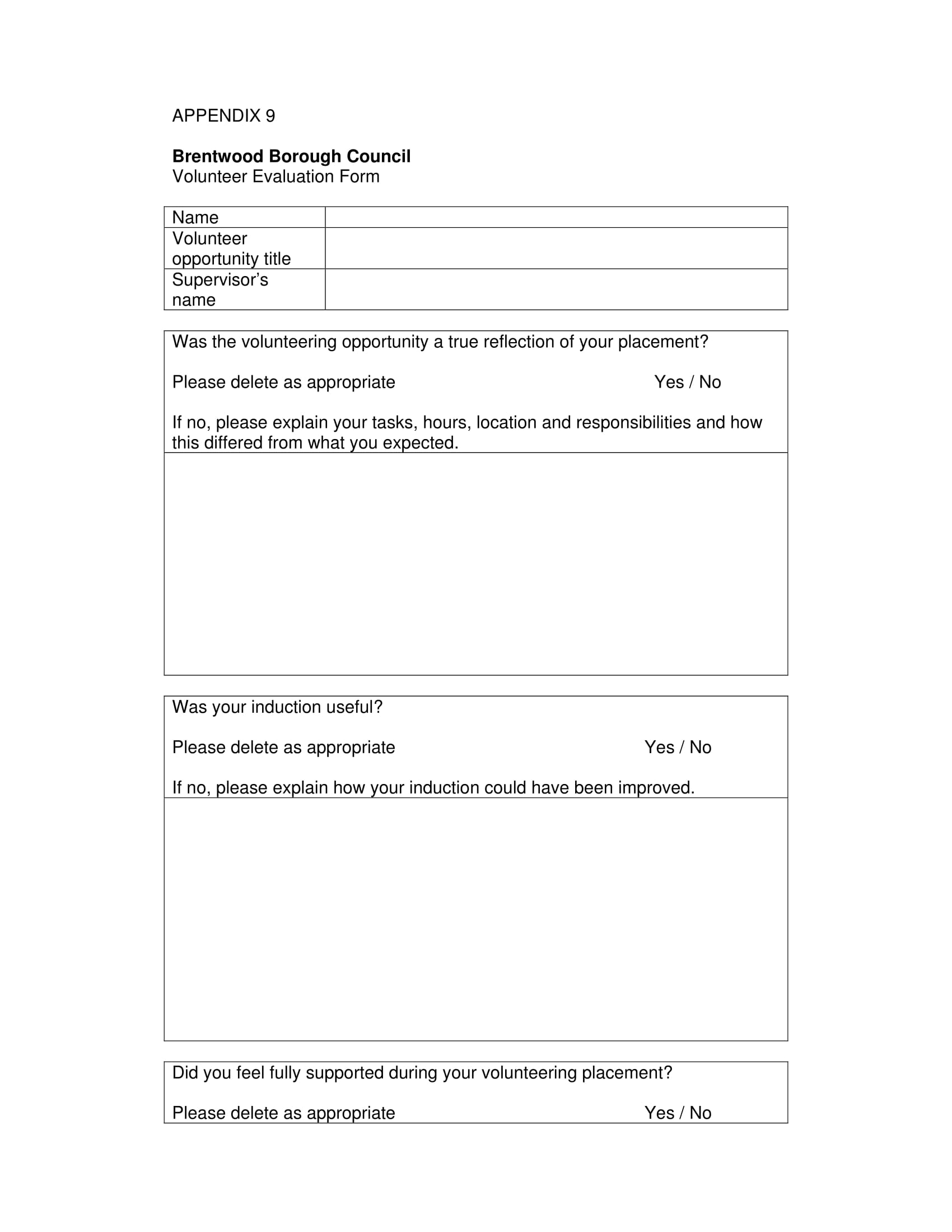 council volunteer evaluation form 1