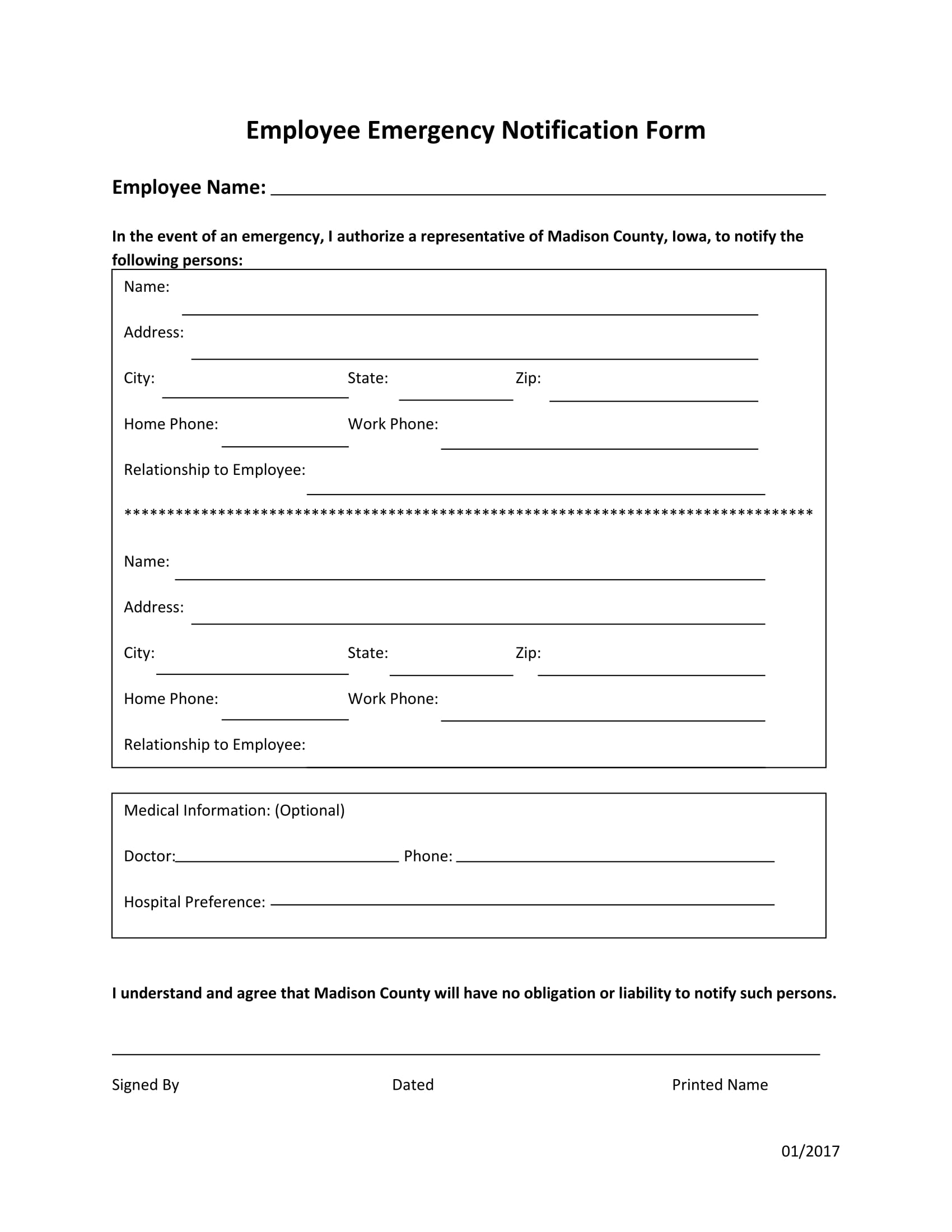 county employee emergency notification form 1