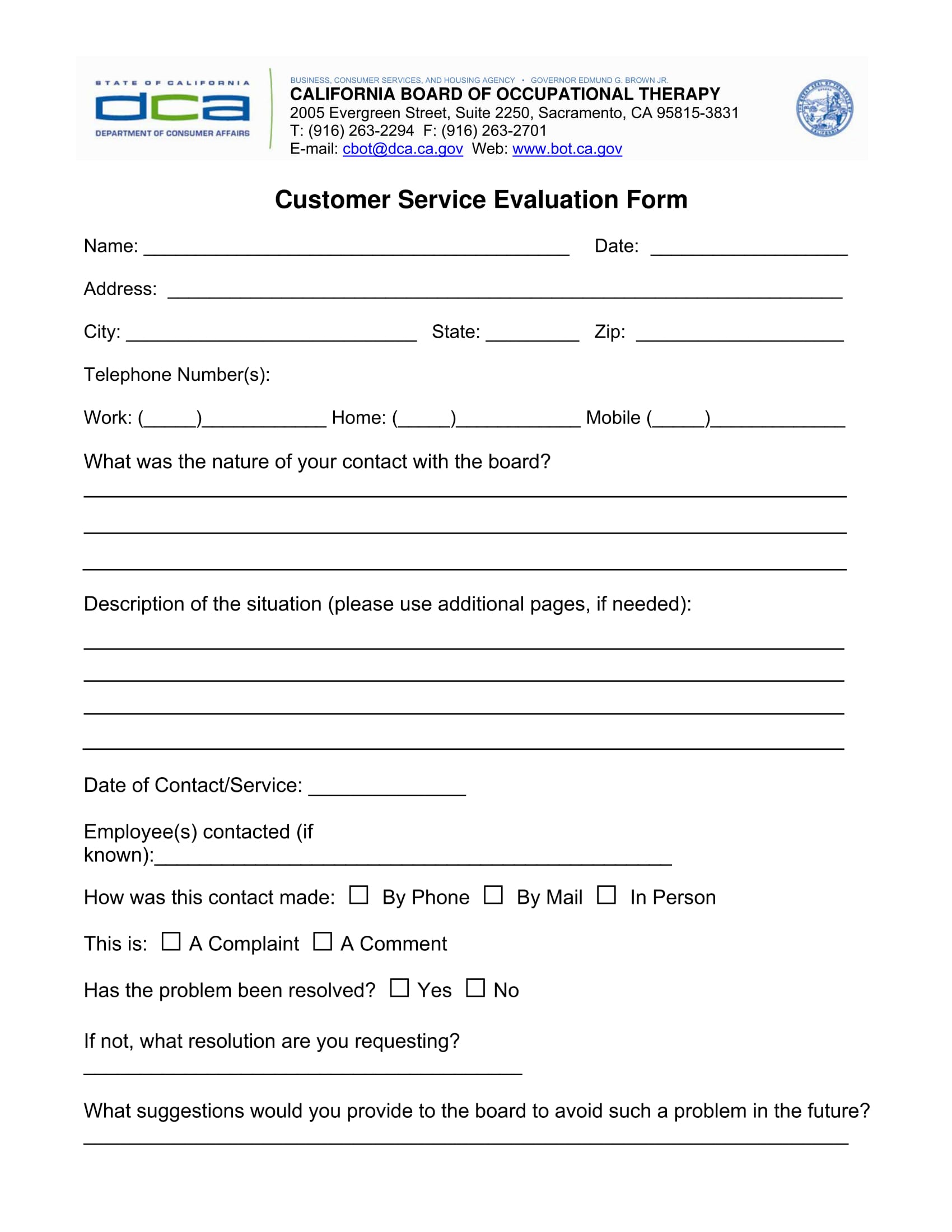 Blank Evaluation Form Template – CC Alcala Norte