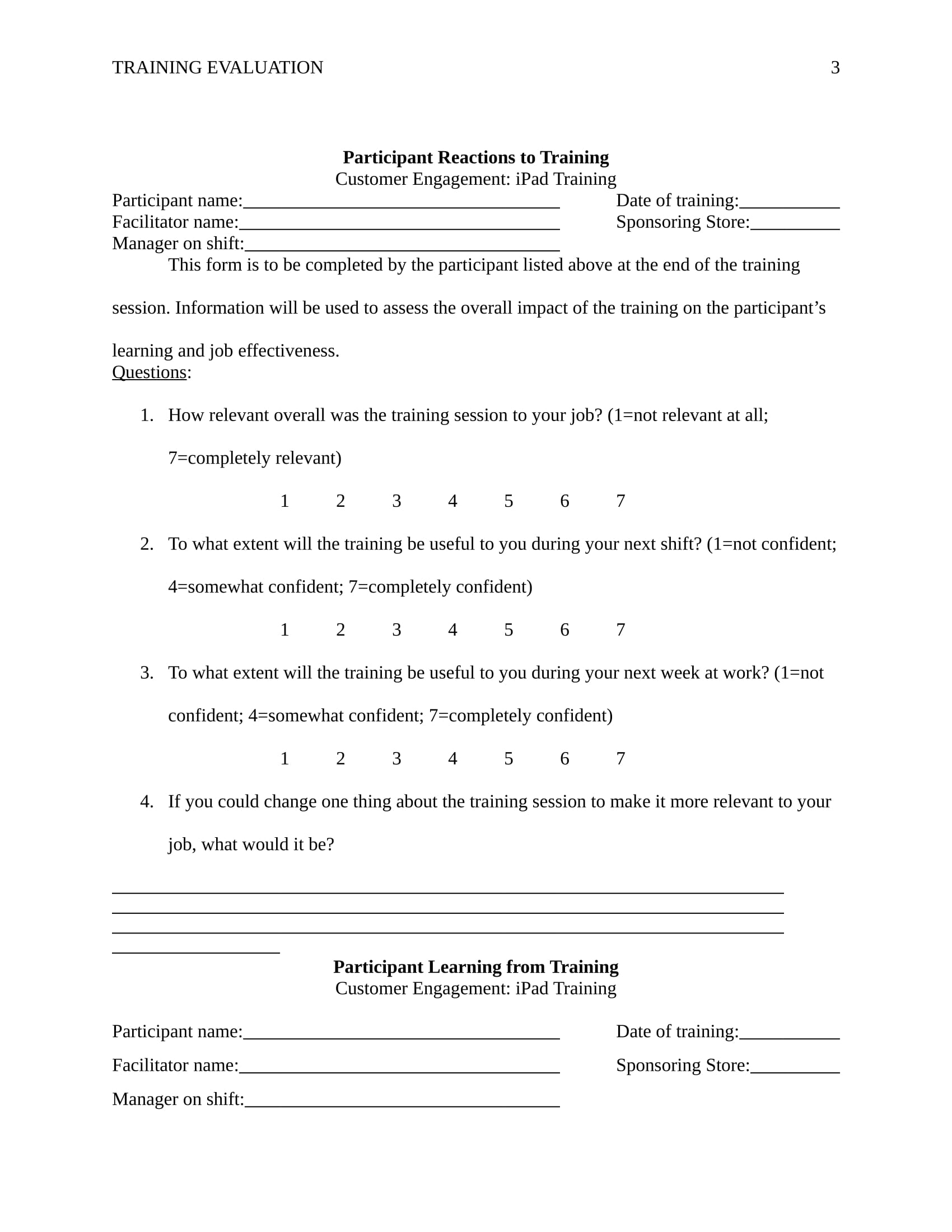customer service training evaluation form 03