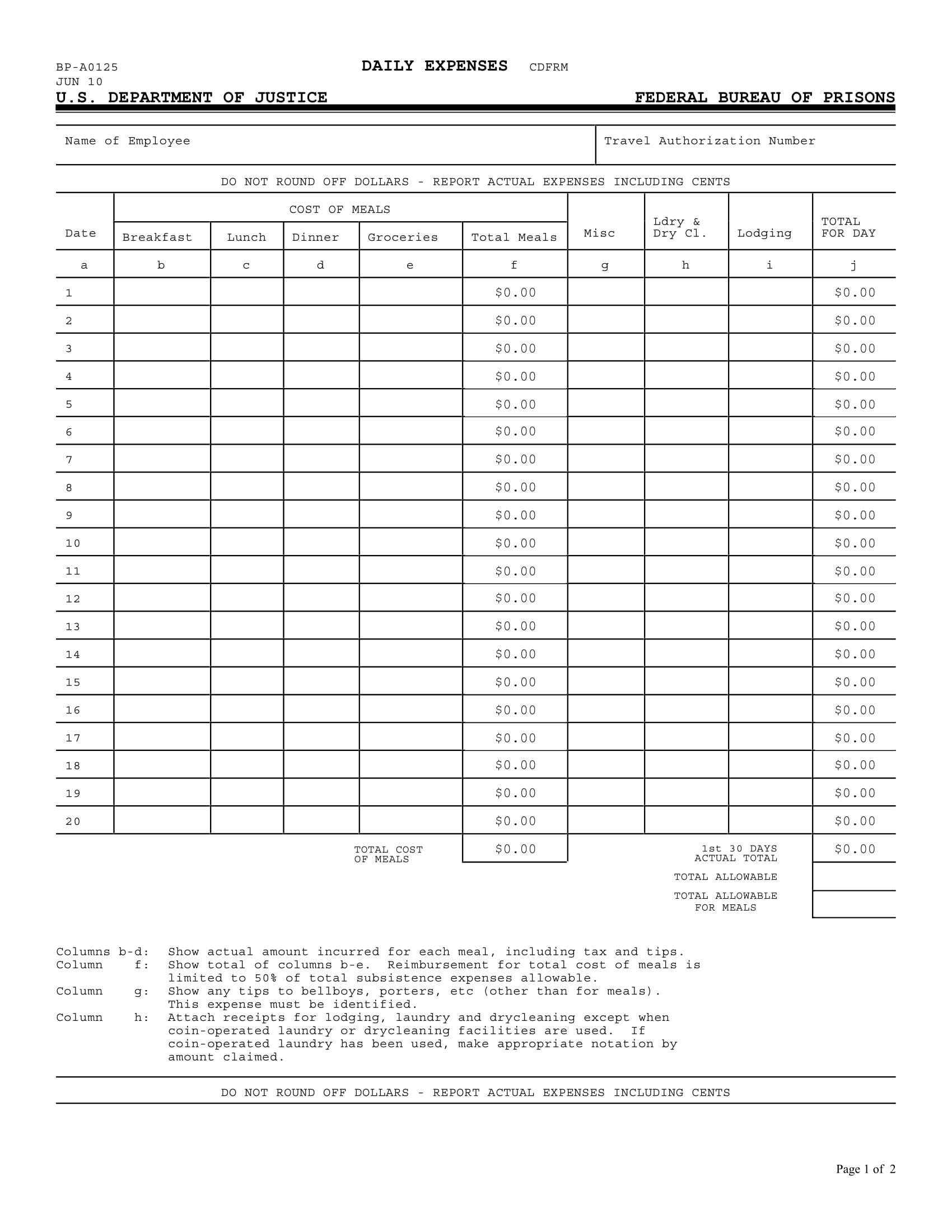 daily sales expense report form 1