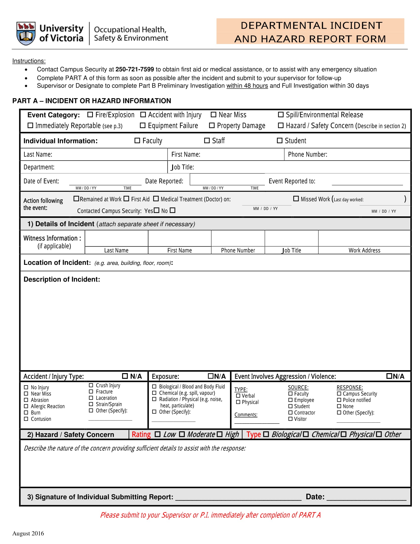 departmental incident and hazard report form 1